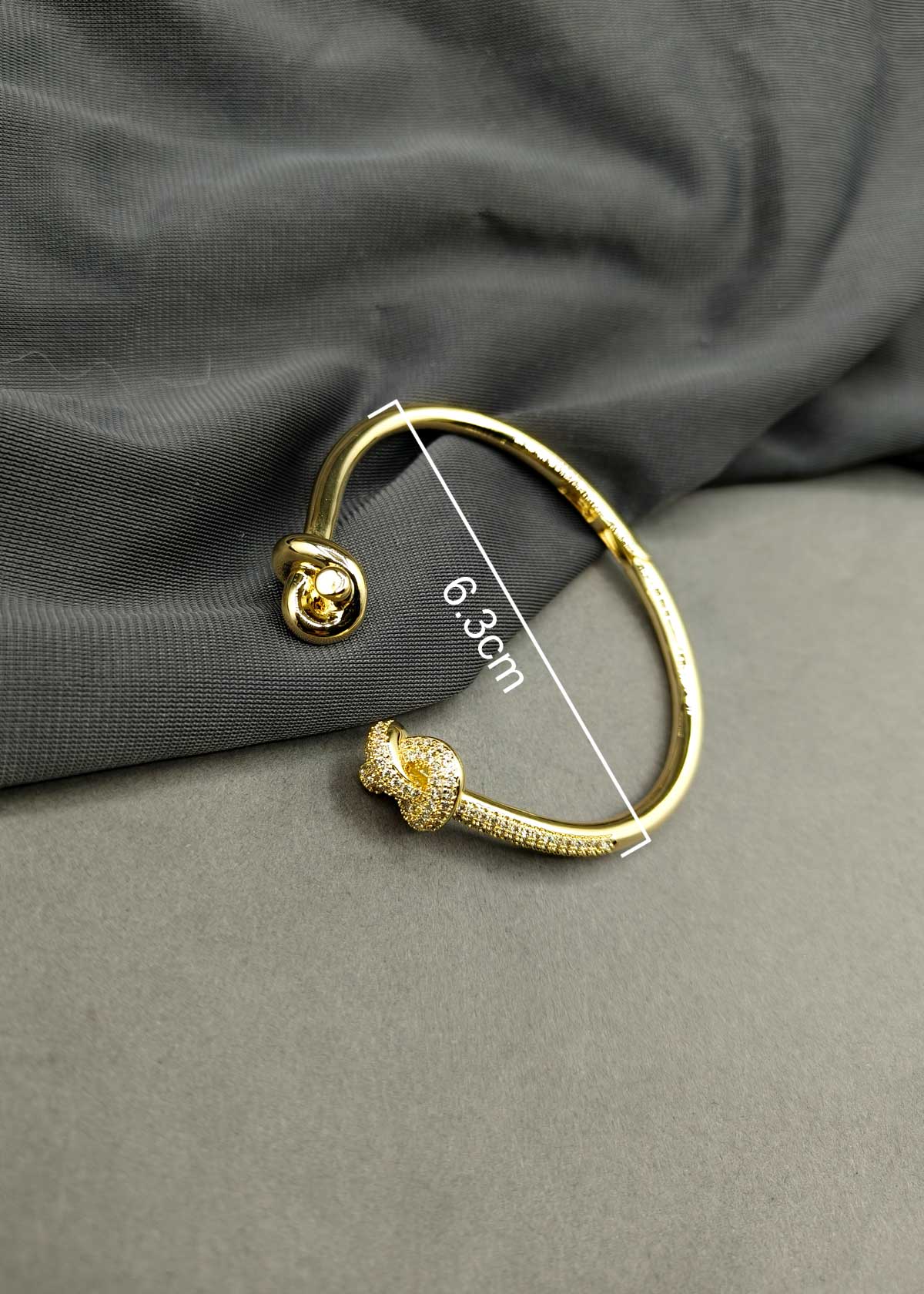 Knot Cuff Cubic Zircon Gold Plated Kada Bracetet For Women