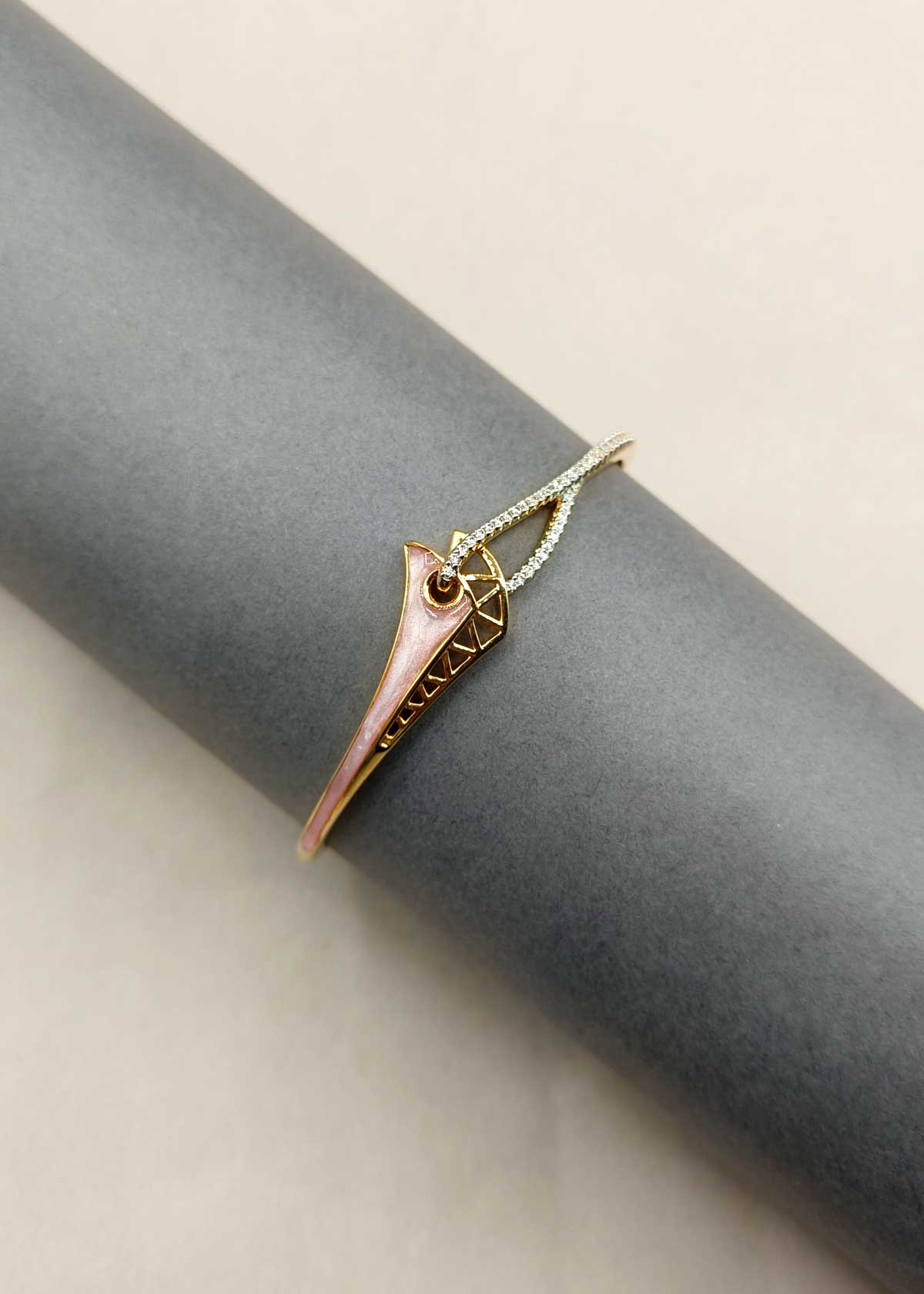 Unique Geometric Cubic Zircon Gold Silver Plated Kada Bracetet For Women