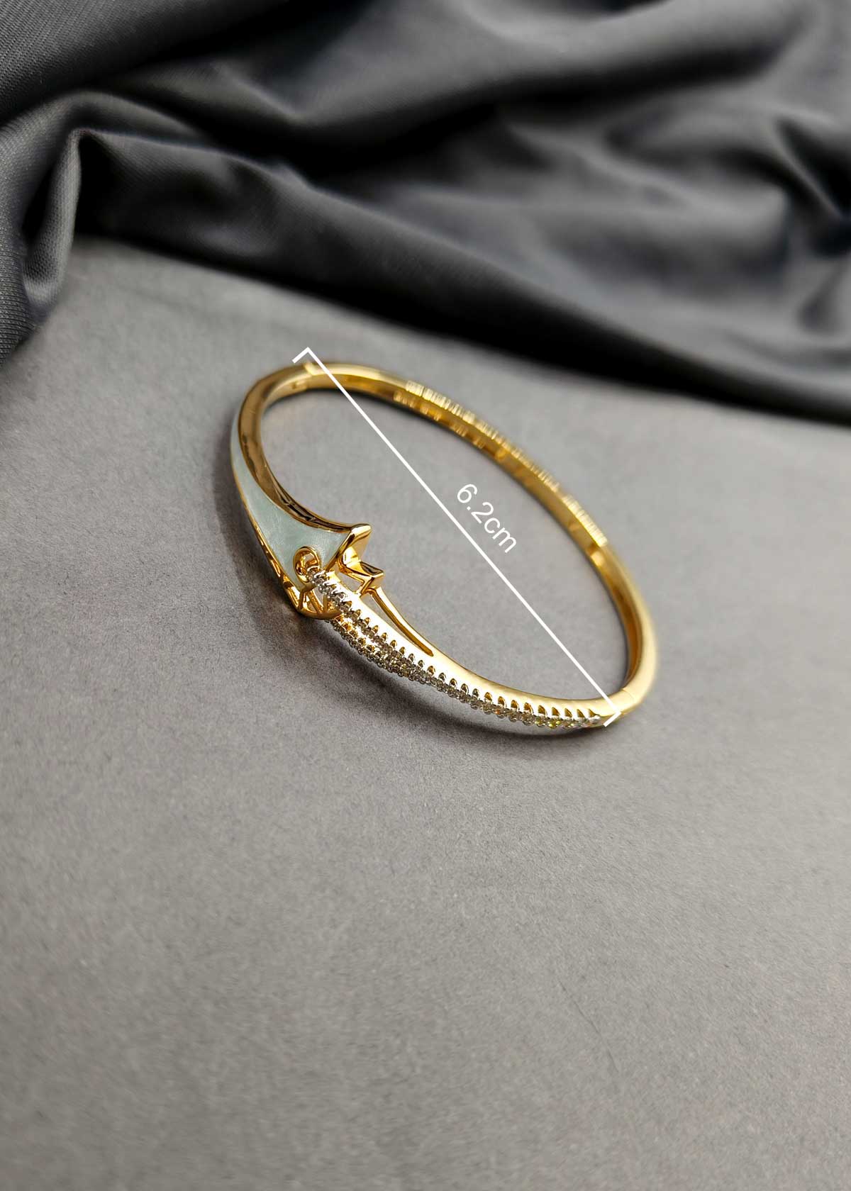 Unique Geometric Cubic Zircon Gold Silver Plated Kada Bracetet For Women