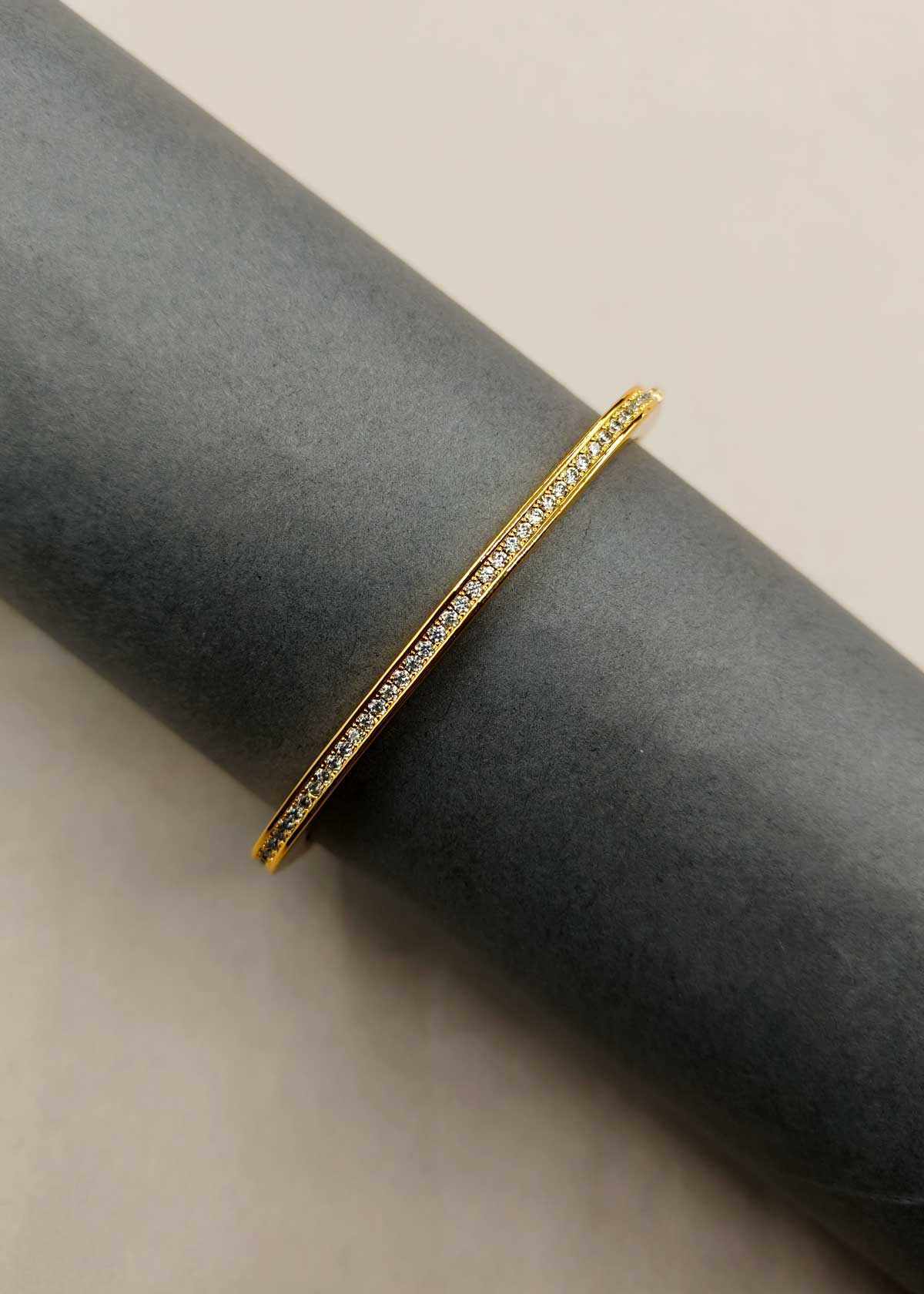 Classic Cubic Zircon Gold Plated Openable Kada Bracetet For Women