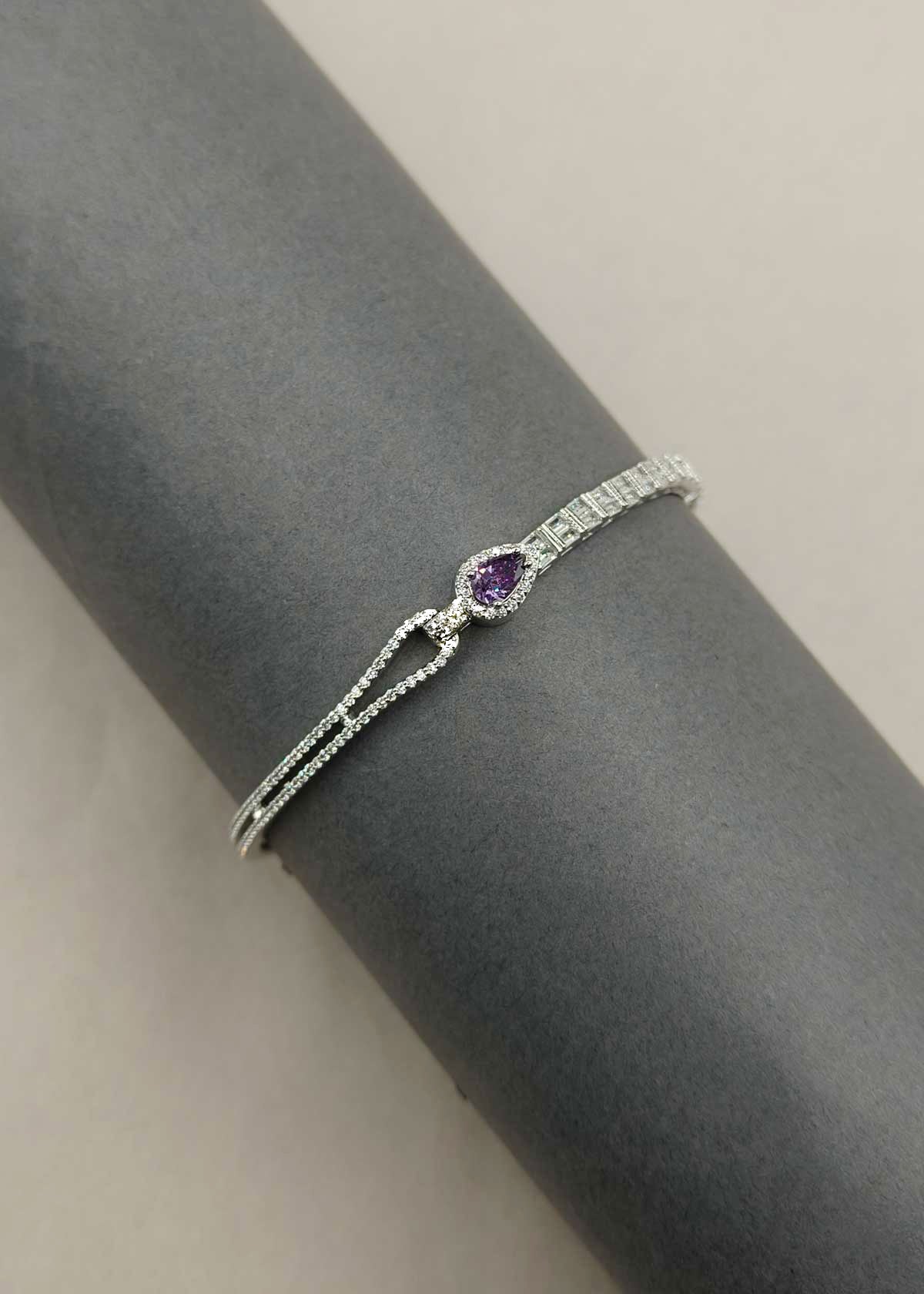 Baguette And Teardrop Cubic Zircon Openable Kada Bracetet For Women