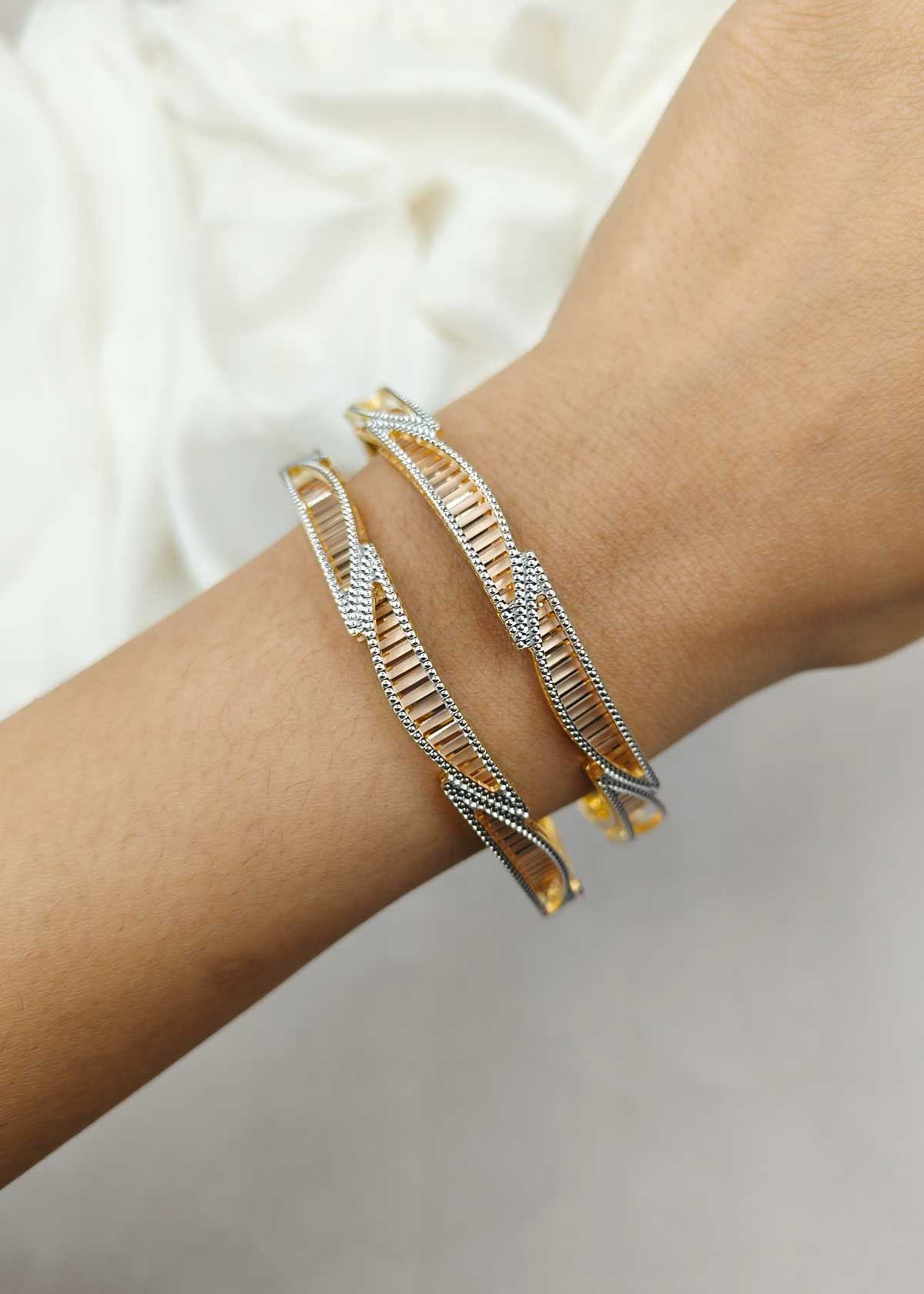 1 Gram Gold Triple Polish Elegant Designer Bangles (2Pcs)