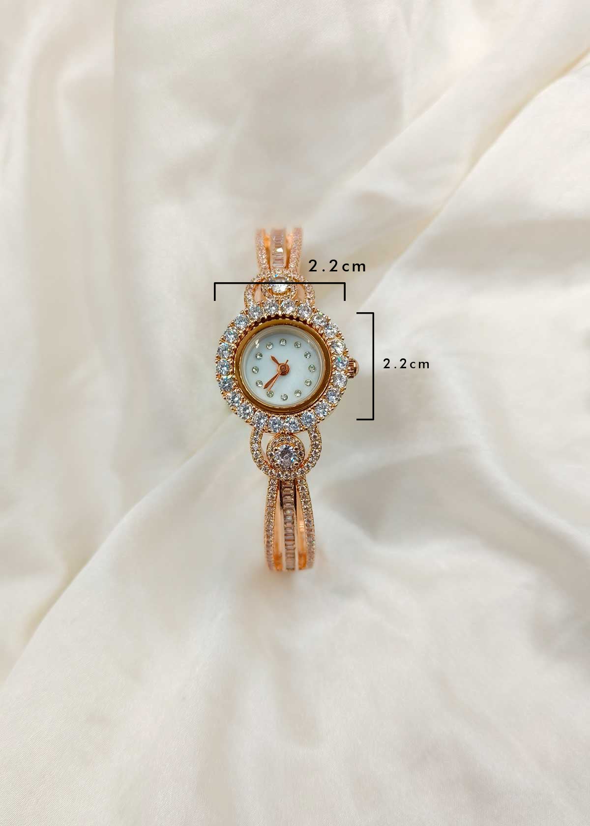 Sparkling Rose Gold Plated Cubic Zircon Cuff Style Women Watch