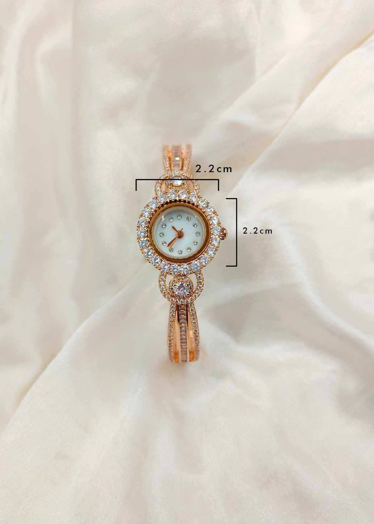 Sparkling Rose Gold Plated Cubic Zircon Cuff Style Women Watch