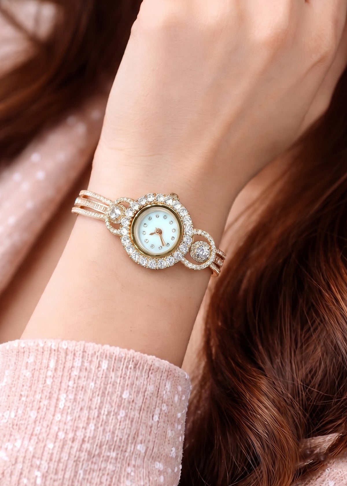 Sparkling Cubic Zircon Cuff Style Women Watch