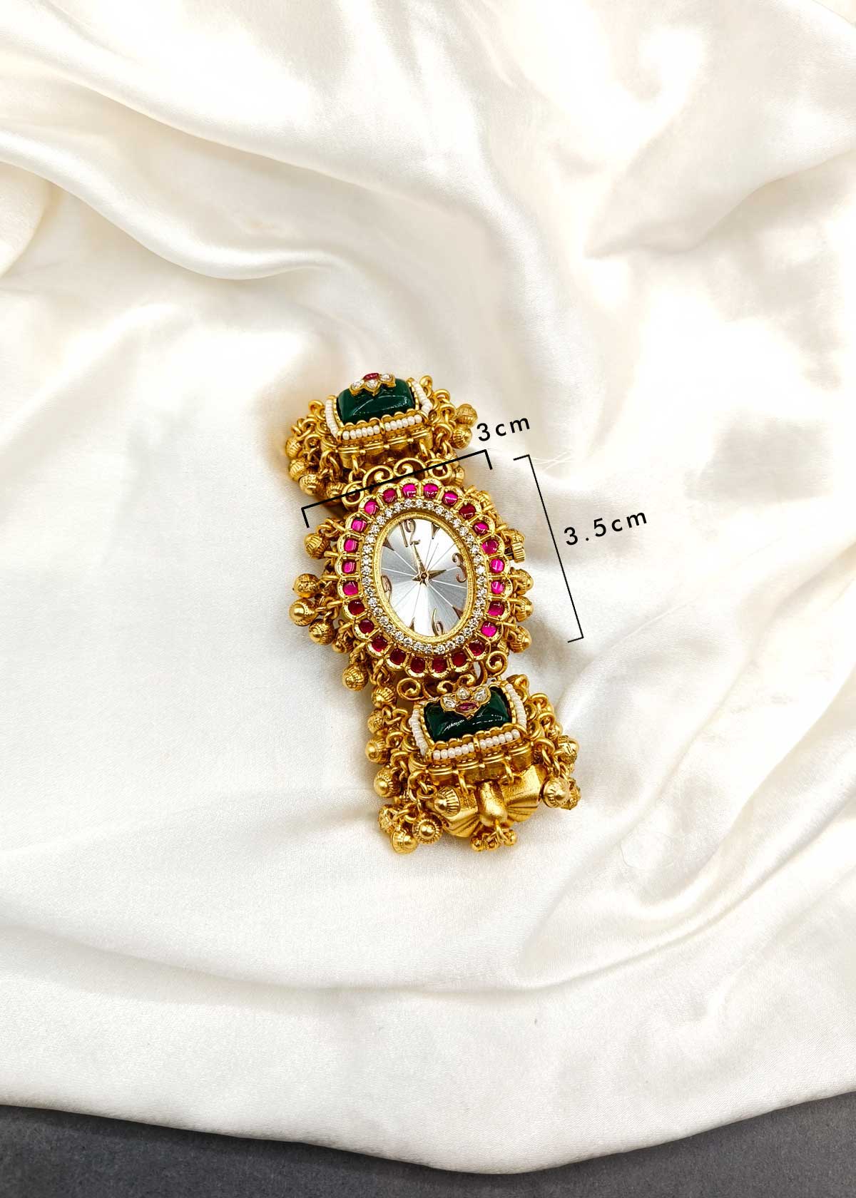 Antique Gold Plated Cubic Zircon Women Watch With Ghungroo