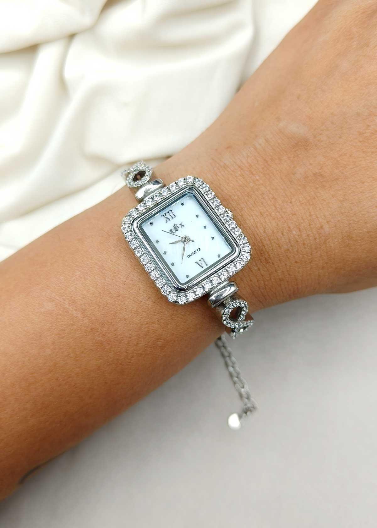 92.5 Sterling Silver Cubic Zircon Infinity Adjustable Women Watch