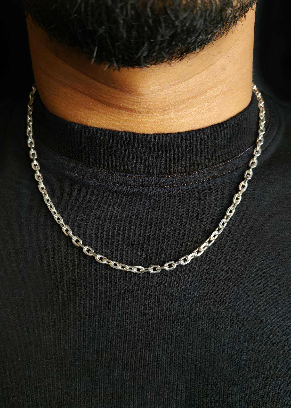 92.5 Sterling Silver Classic Cable Link Men's Chain
