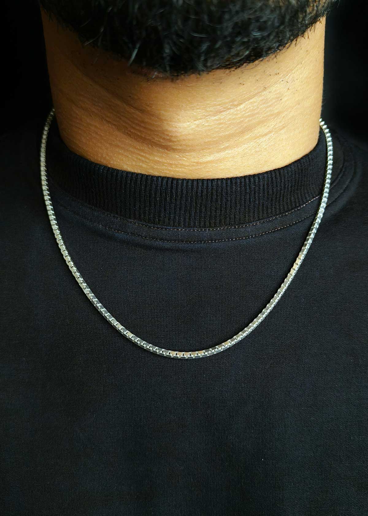 92.5 Sterling Silver Box Link Men's Chain