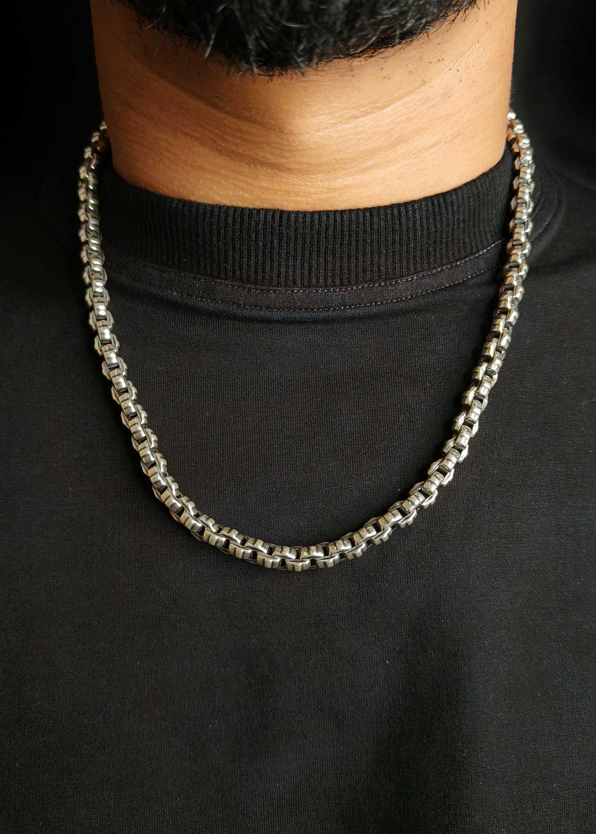 92.5 Sterling Silver Round Link Men's Chain