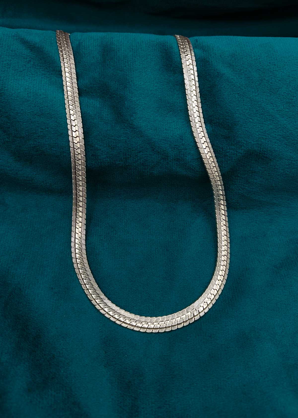 92.5 Sterling Silver Woven Flat Men's Oxidised Chain