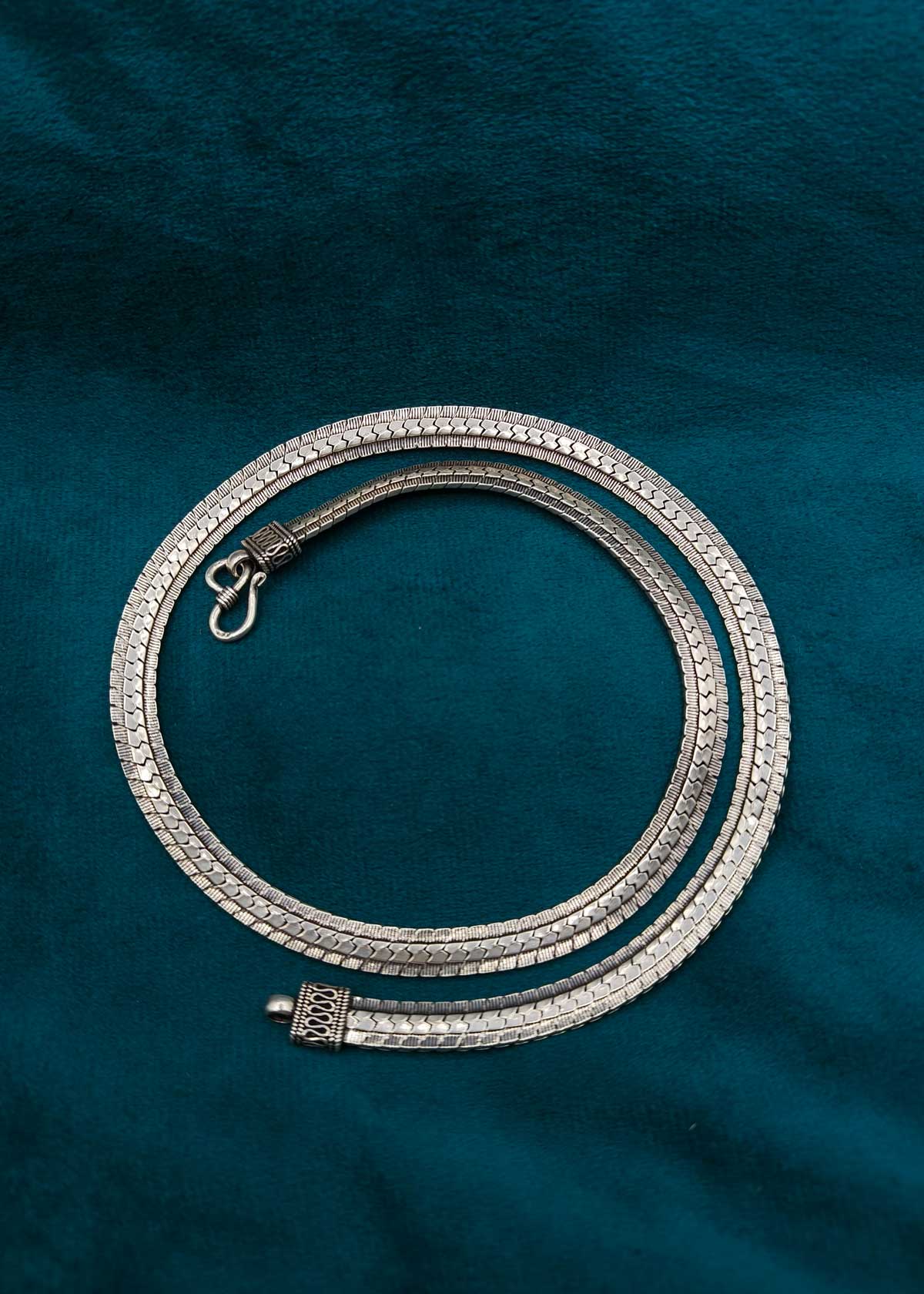 92.5 Sterling Silver Woven Flat Men's Oxidised Chain