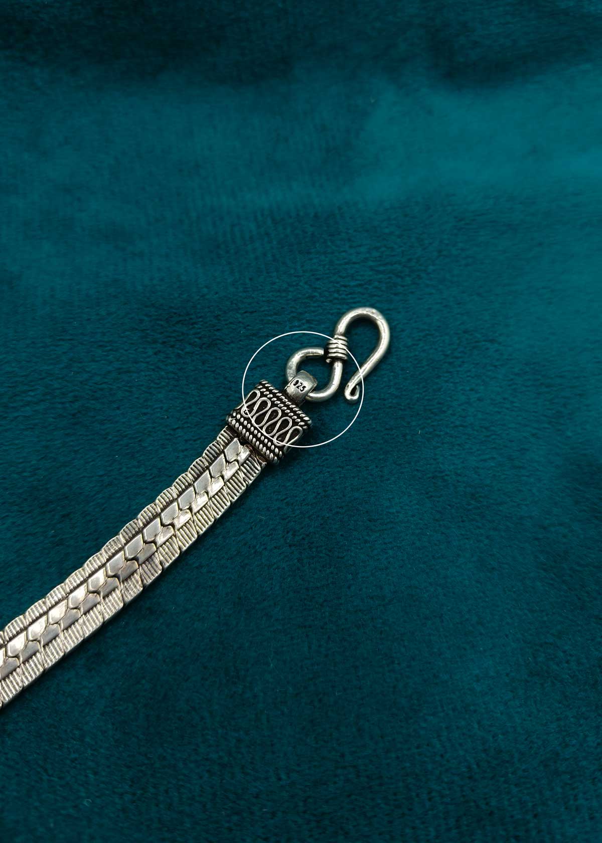 92.5 Sterling Silver Woven Flat Men's Oxidised Chain