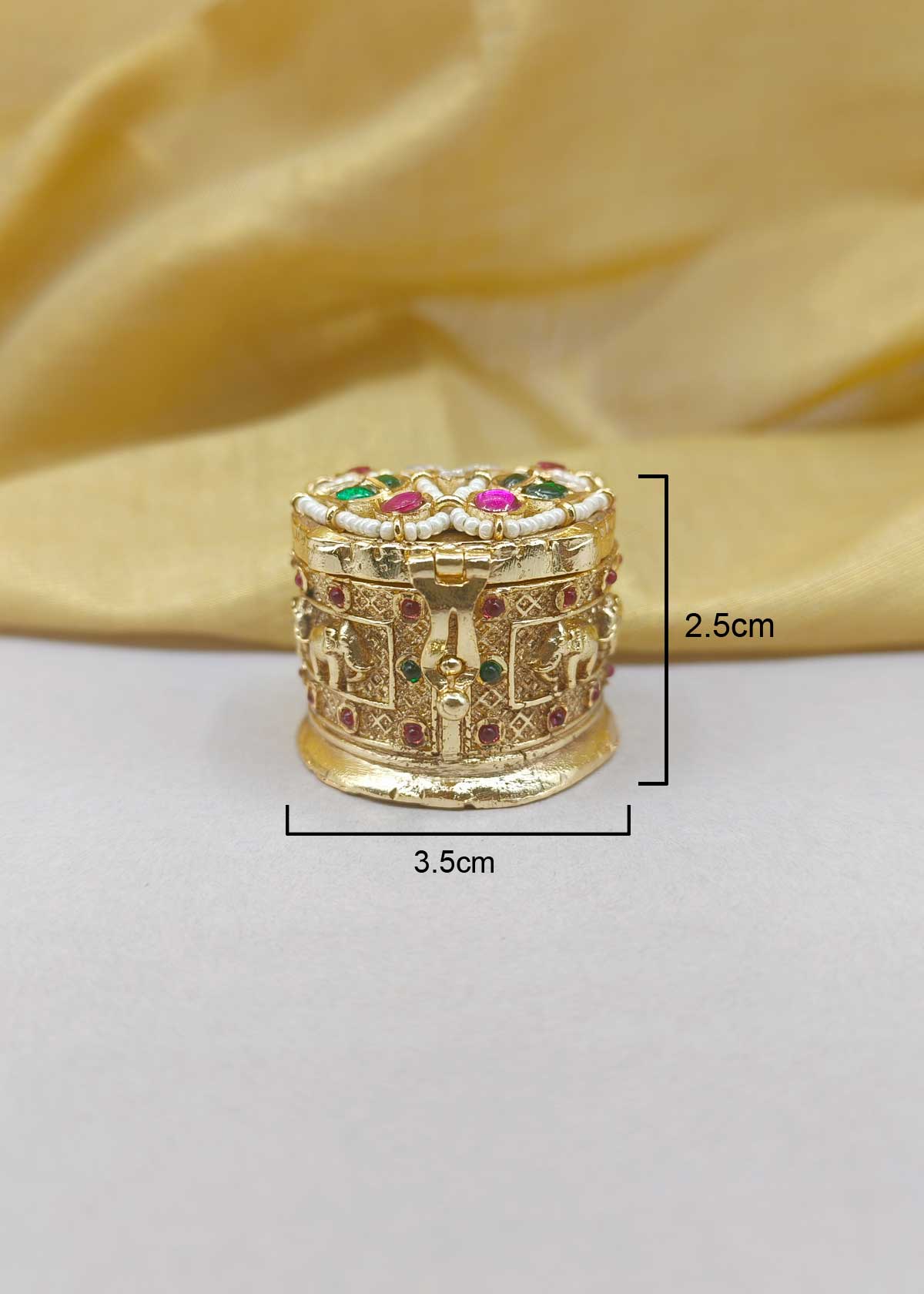 Antique Gold Plated Traditional Kumkum Box / Sindoor Box