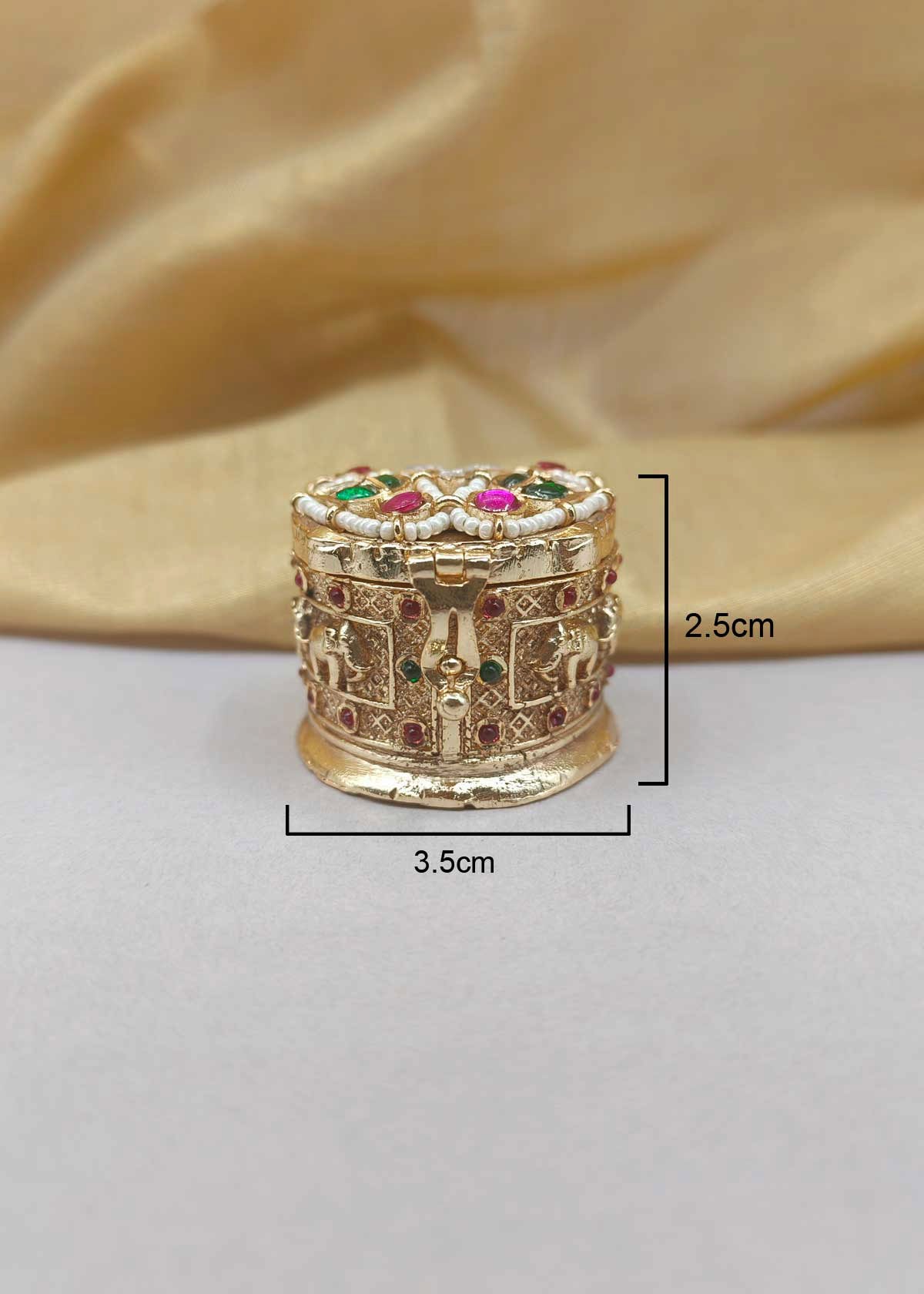 Antique Gold Plated Traditional Kumkum Box / Sindoor Box