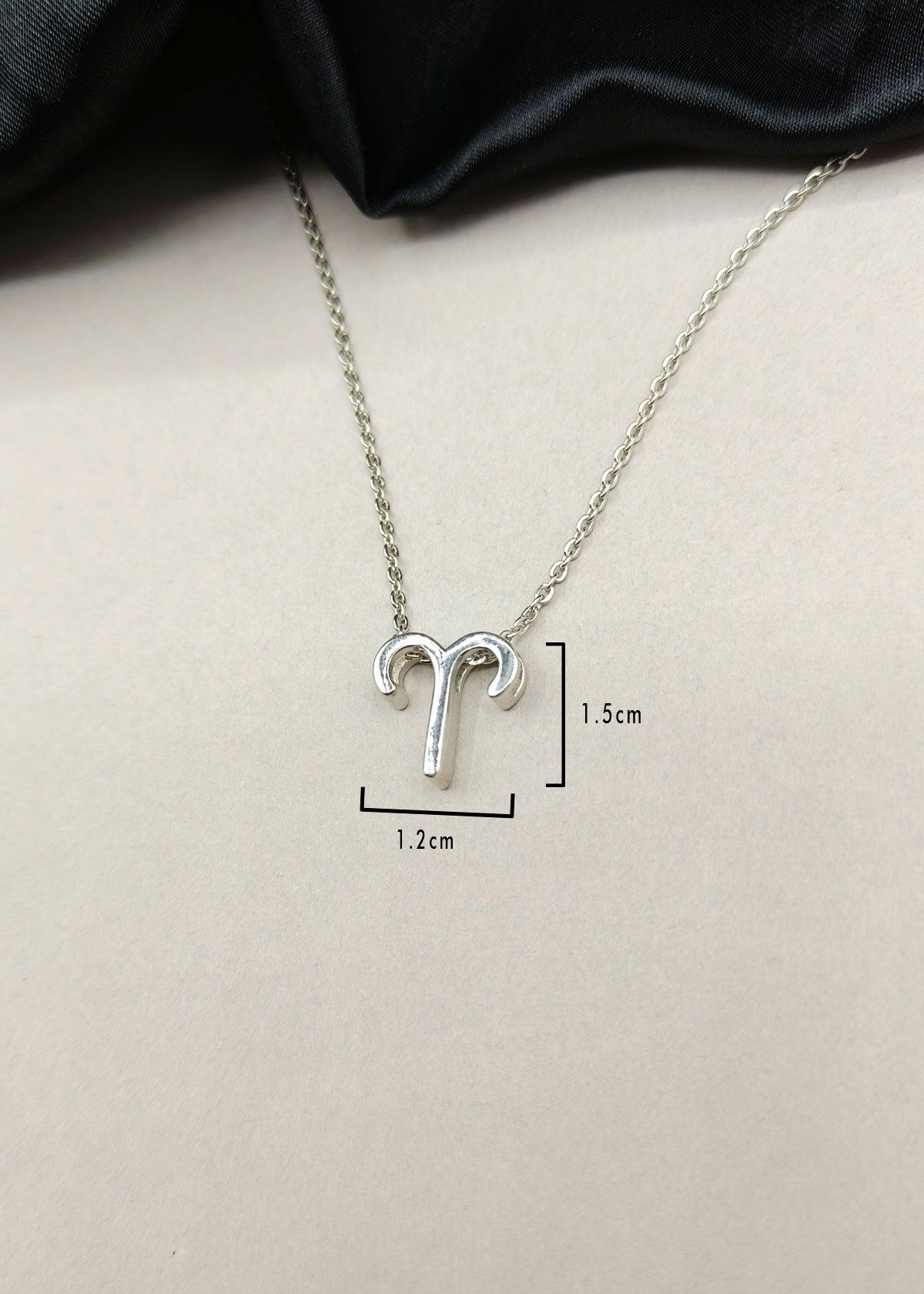 92.5 Sterling Silver Aries Zodiac Symbol Pendant + Chain