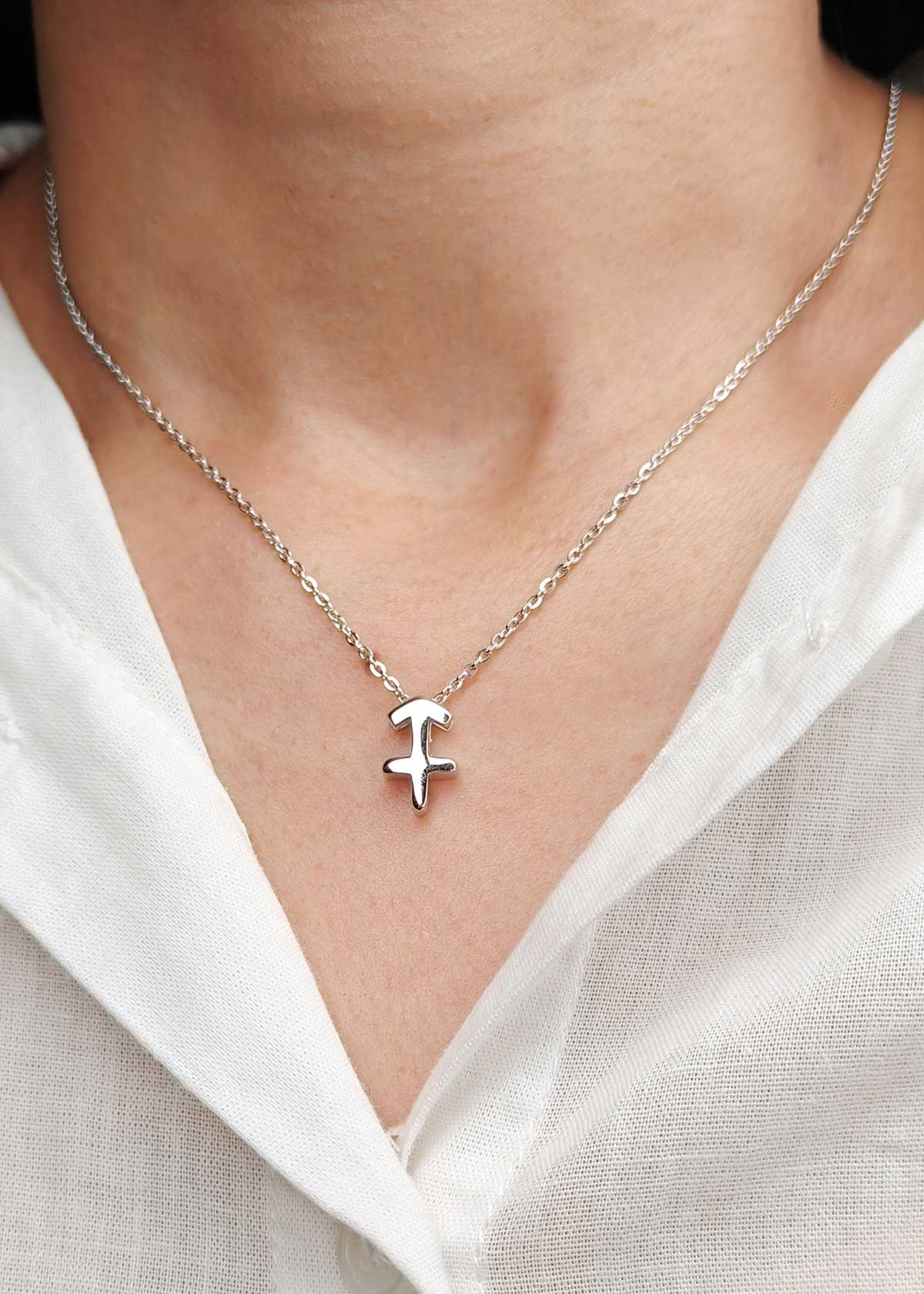 92.5 Sterling Silver Sagittarius Zodiac Symbol Pendant + Chain