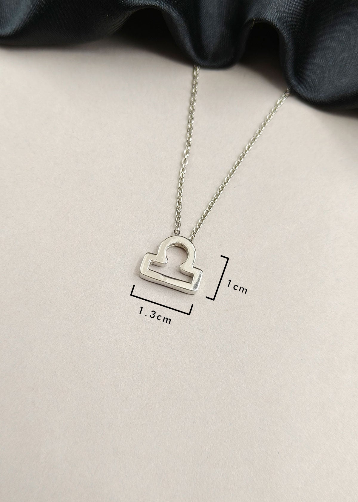 92.5 Sterling Silver Libra Zodiac Symbol Pendant + Chain