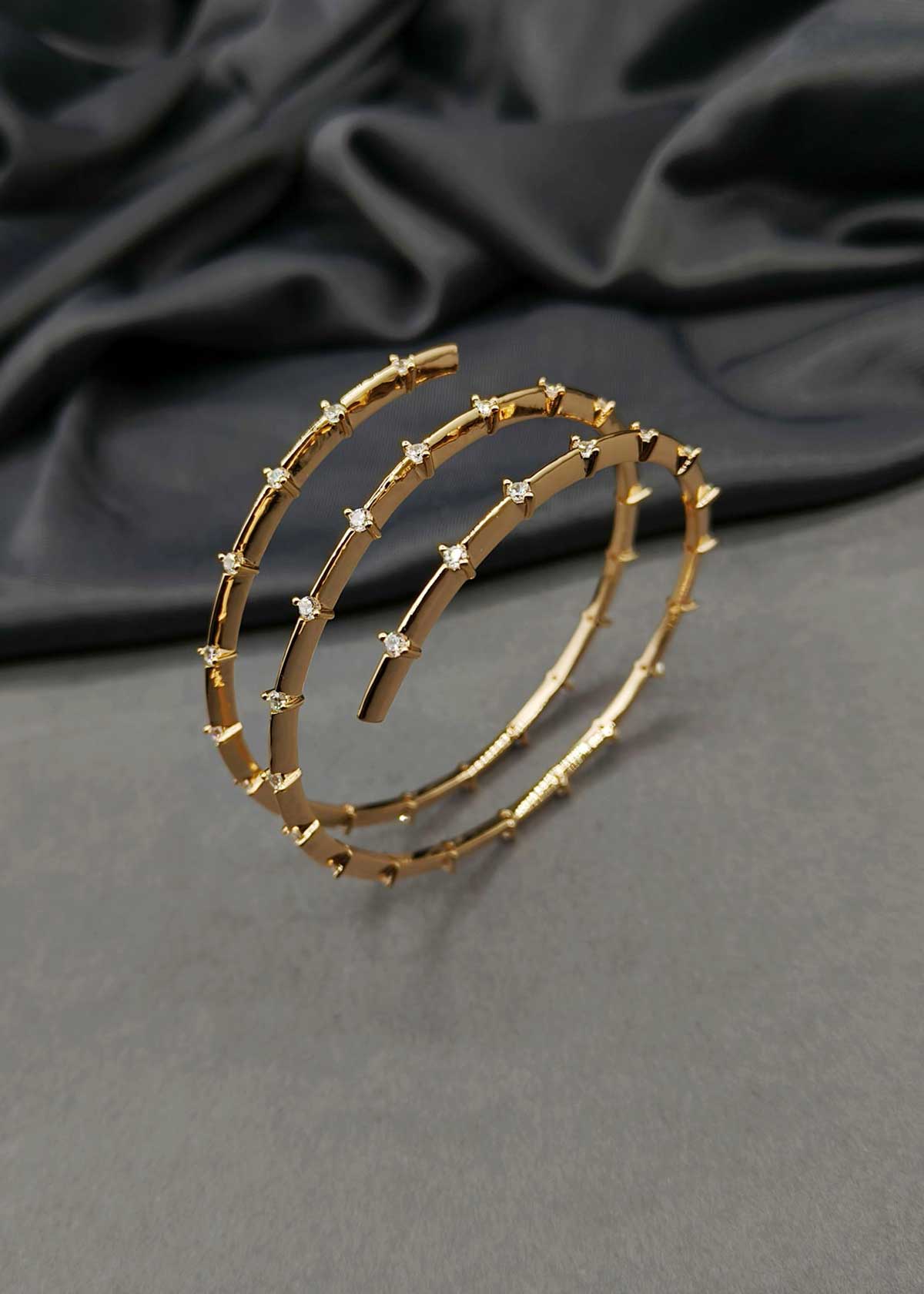 Stunning Gold Plated Triple Coil Design Kada Bangle (1Pc)