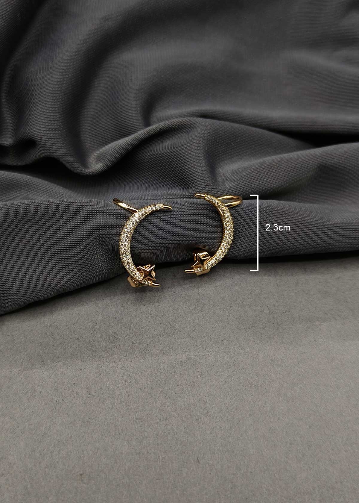 Semi Circular Design Gold Plated Cubic Zircon Ear Cuff For Women