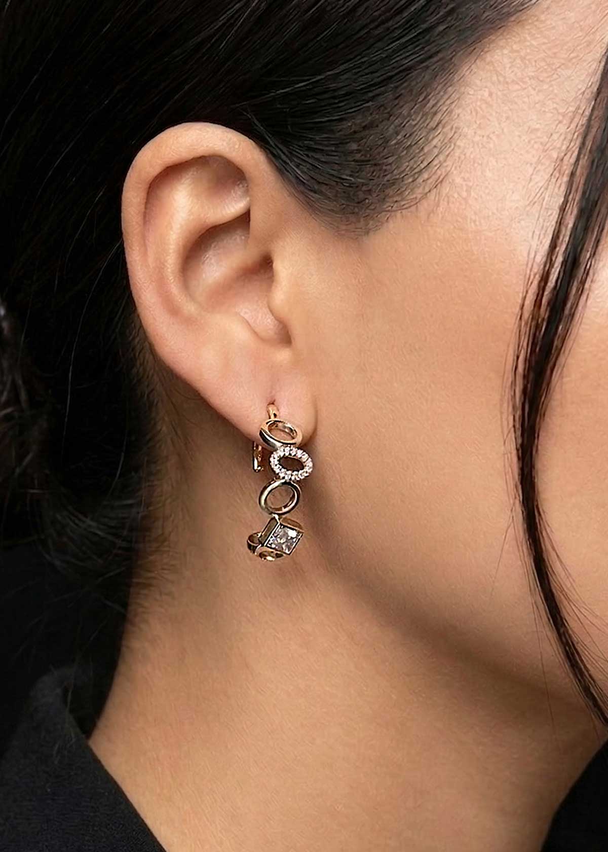 Link Design Gold Plated Cubic Zircon Bali Style Ear Cuff For Women