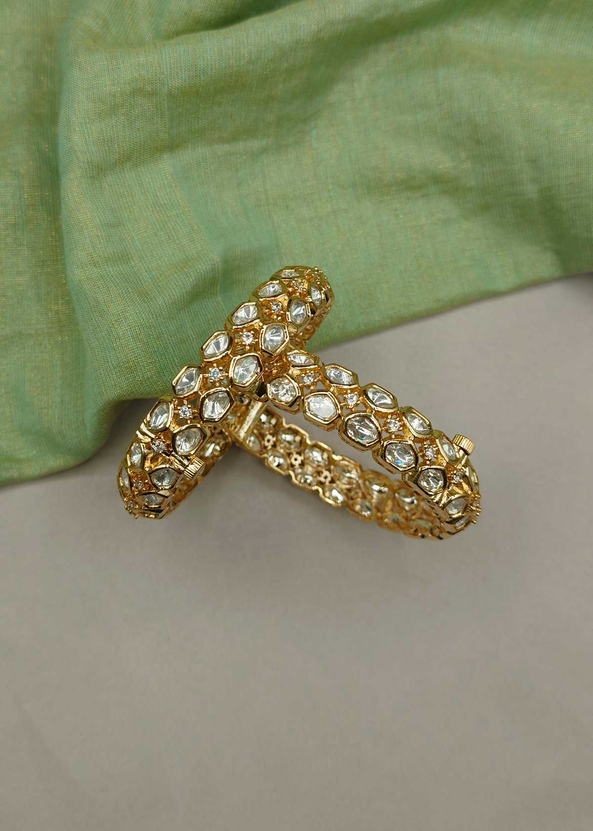 Uncut Kundan Diamond Openable Bangles For Women (Pair)
