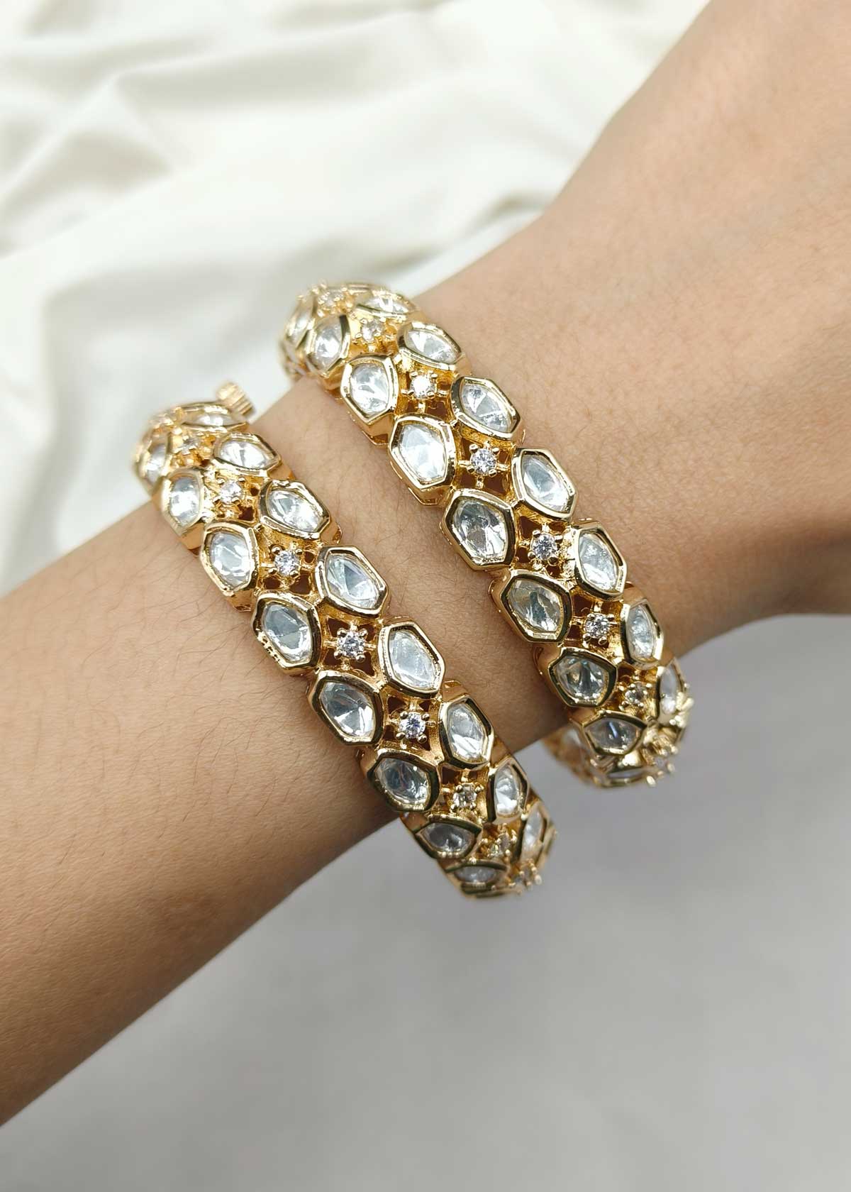 Uncut Kundan Diamond Openable Bangles For Women (Pair)