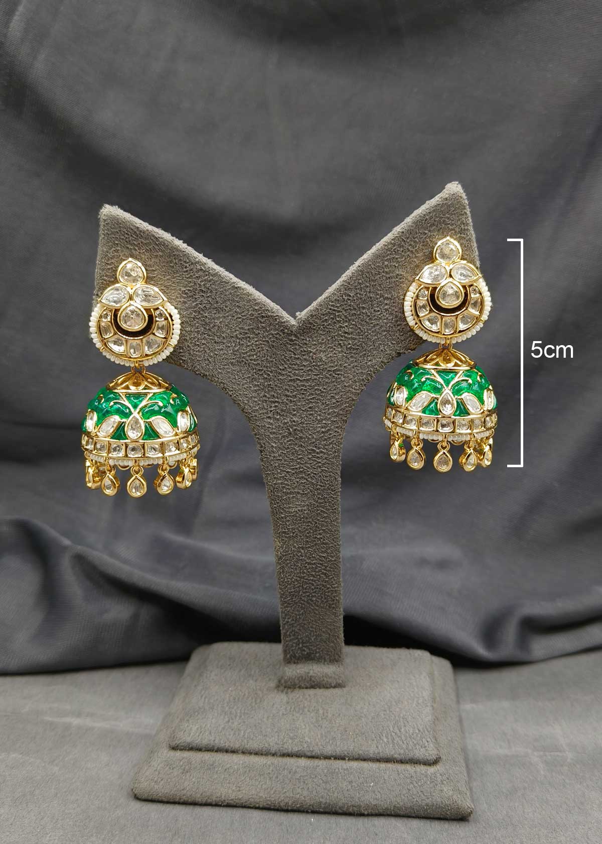 Traditional Classic Gold Polish Colourful Meenakari With Kundan And Pearl Jhumkas