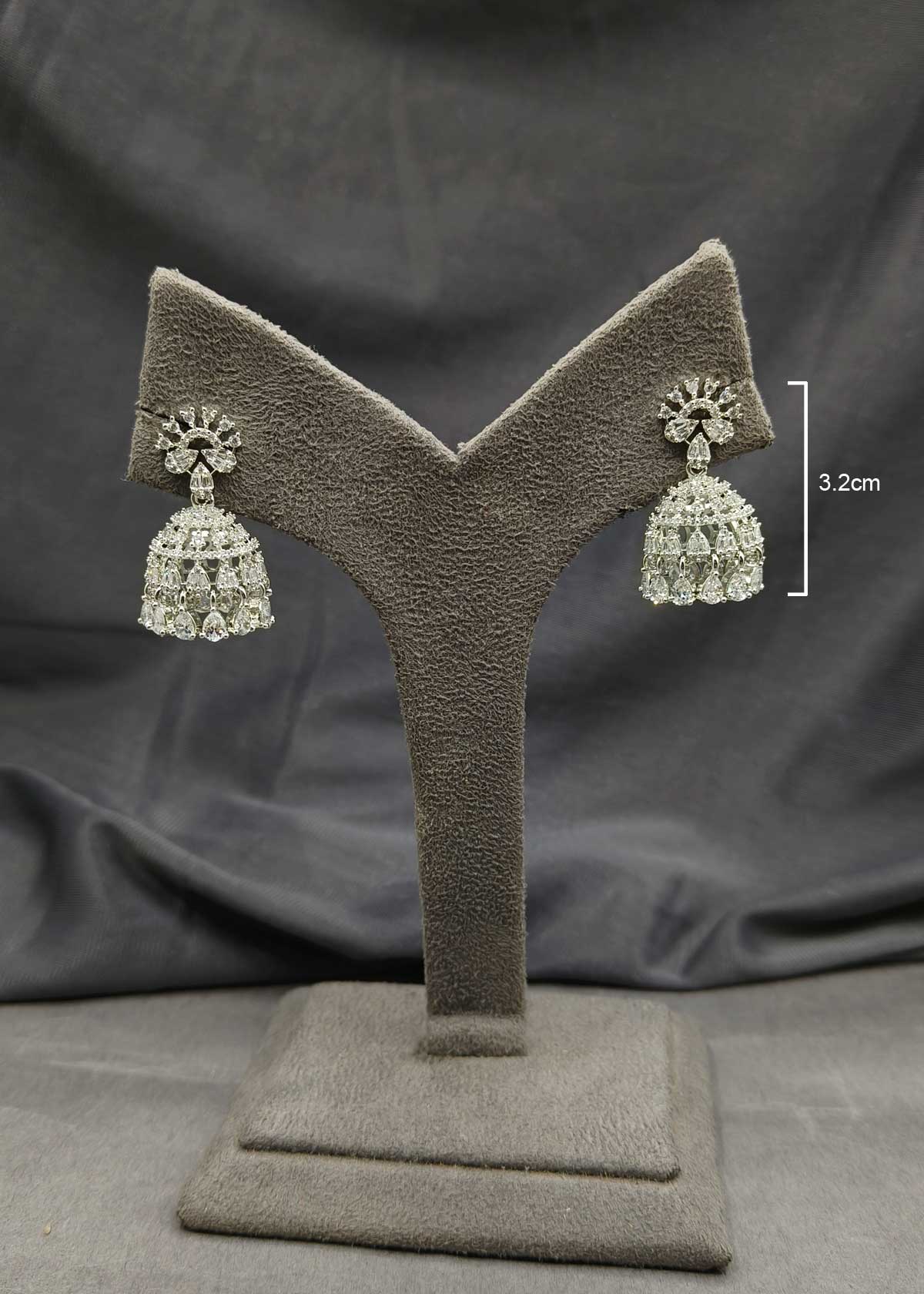 Dazzling Cubic Zircon Studded Silver Plated Small Jhumka Earrings for Women