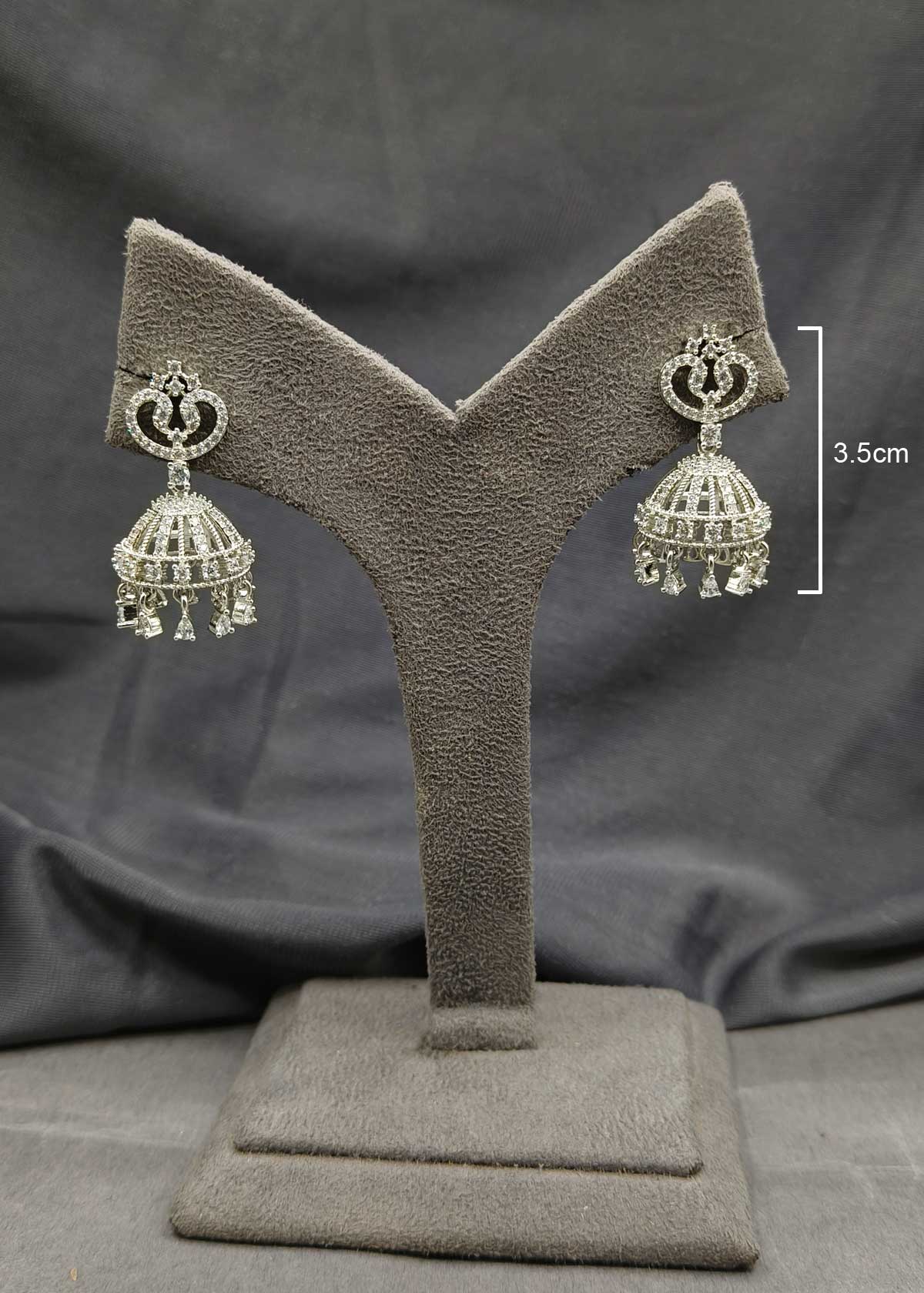 Cubic Zircon Gold And Silver Plated Small Jhumka Earring For Women