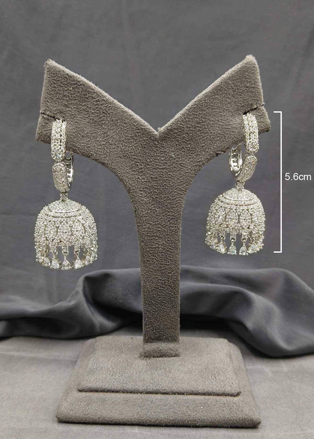 Gold And Silver Plated Classic Diamond Hoops Jhumka Earrings For Women