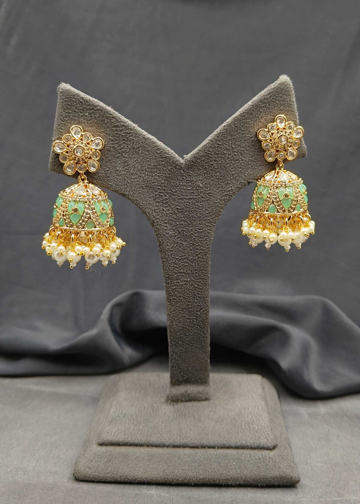 Kundan Colorful Meenakari Hanging Pearl Designer Diamond Jhumka Earrings For Women
