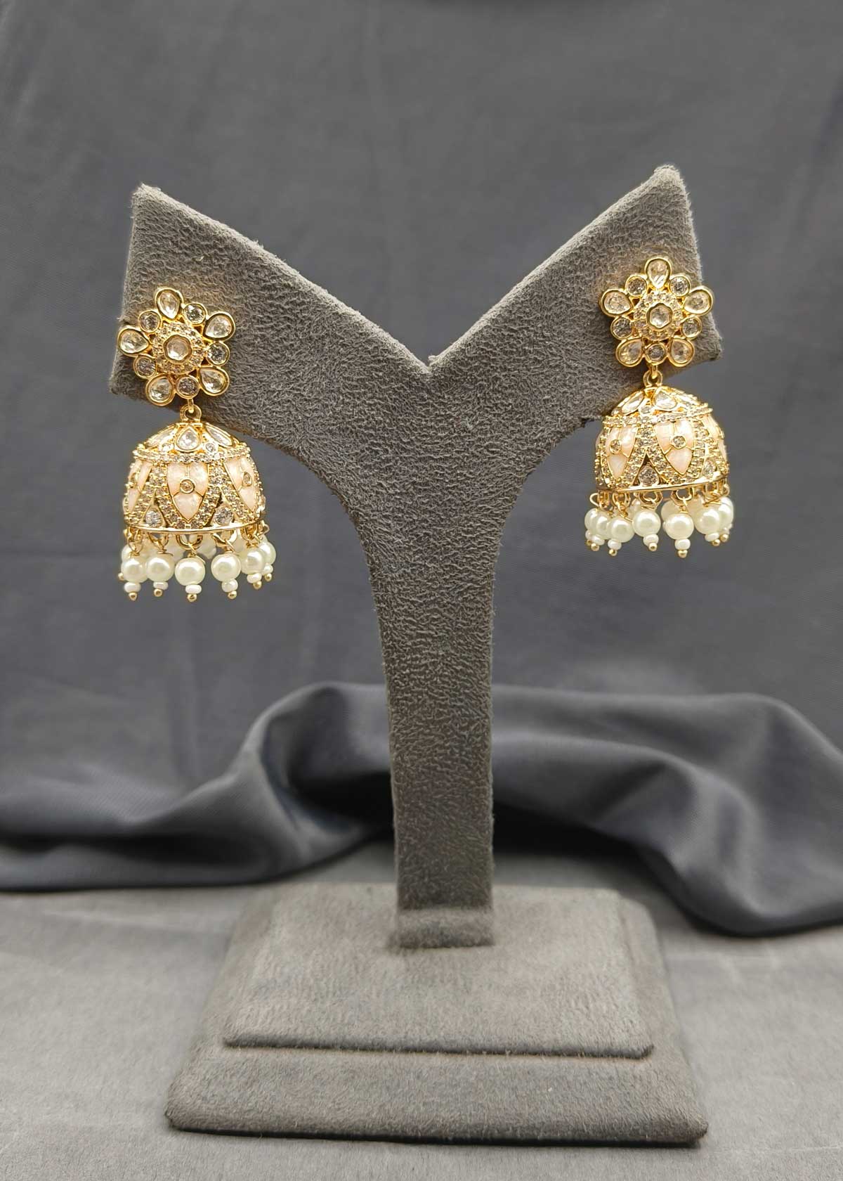 Kundan Colorful Meenakari Hanging Pearl Designer Diamond Jhumka Earrings For Women