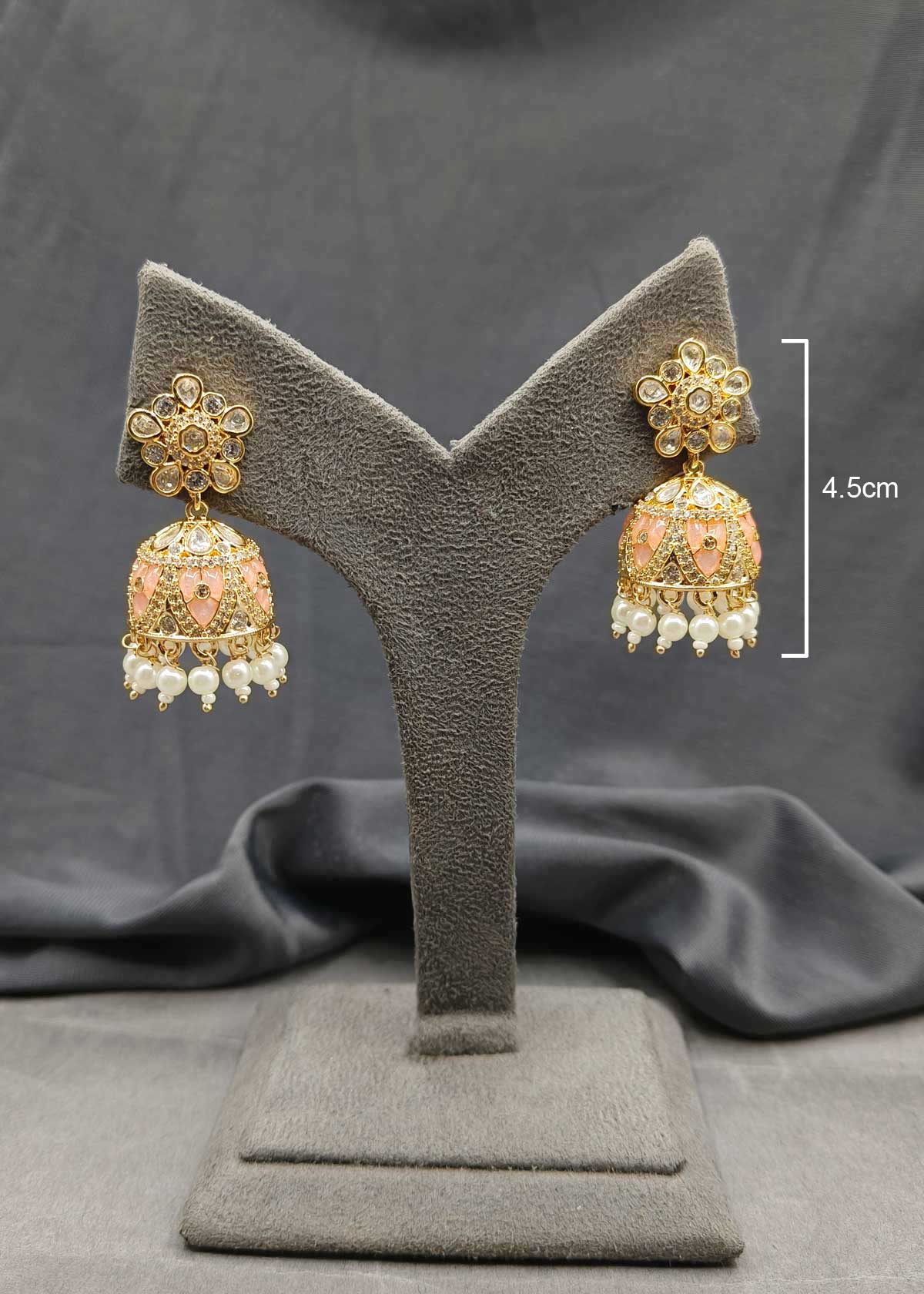 Kundan Colorful Meenakari Hanging Pearl Designer Diamond Jhumka Earrings For Women