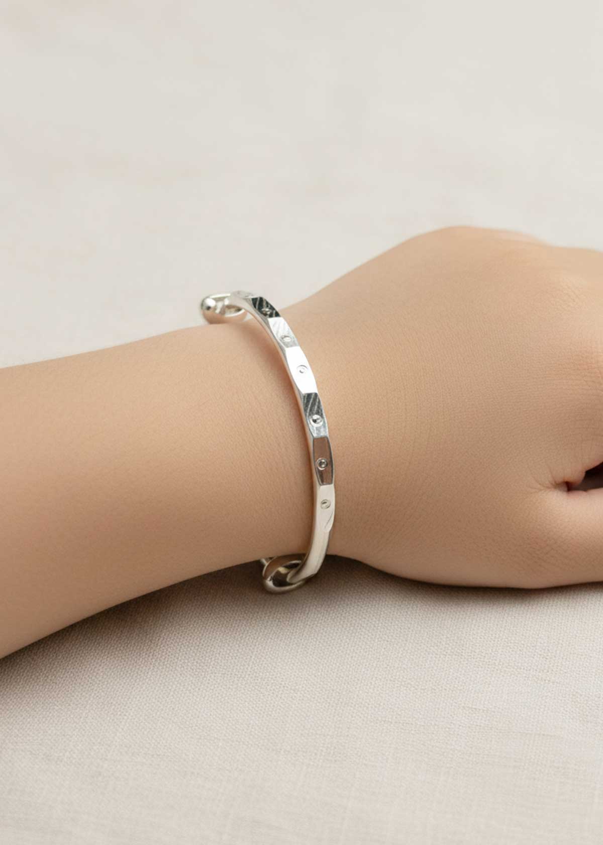 92.5 Sterling Silver Rainbow Sparkle Adjustable Baby Kada