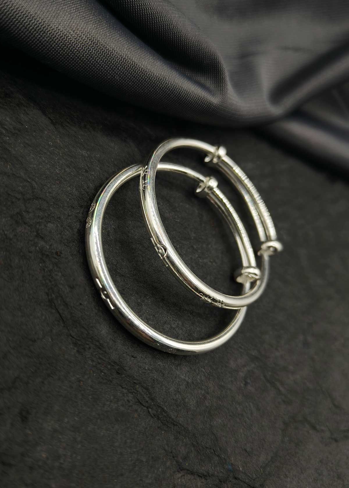 Simple 92.5 Sterling Silver Adjustable Baby Kada