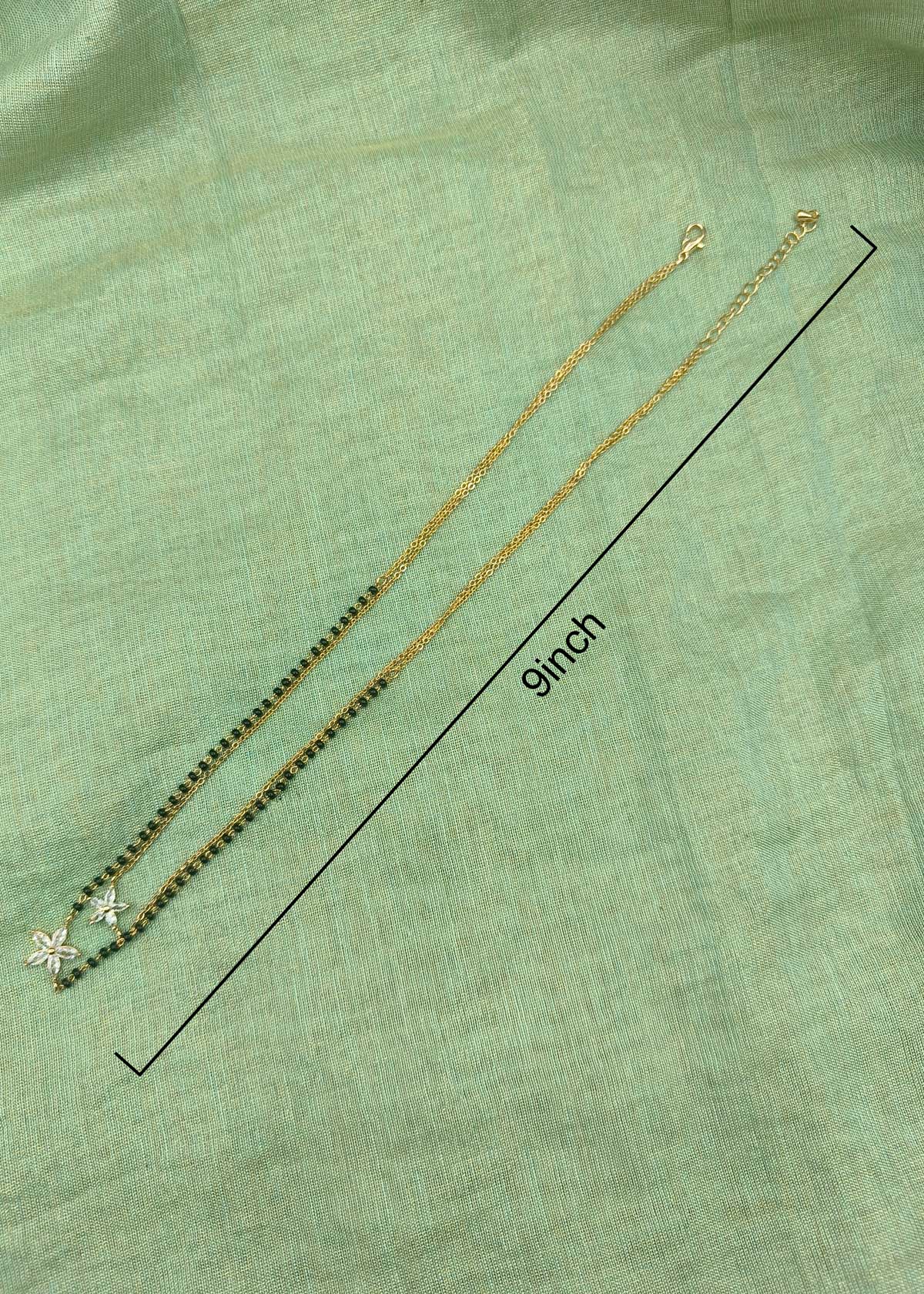 Charming Double Layer Marquise Floral Pendant Gold Plated Mangalsutra Necklace