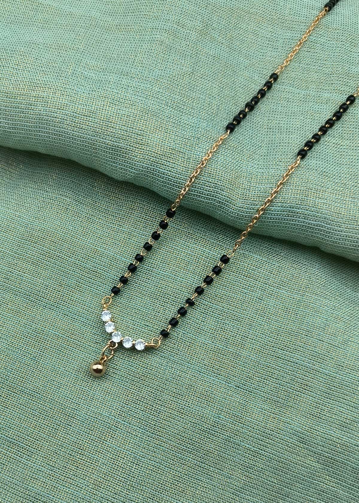 Delicate Cubic Zircon Gold Plated Mangalsutra Necklace