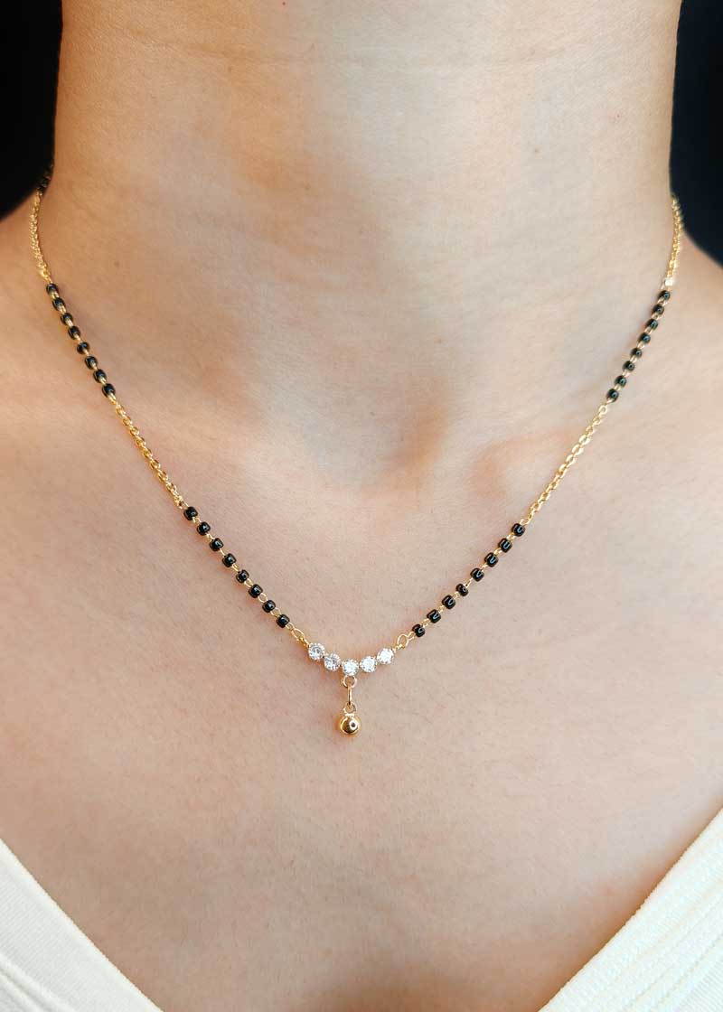 Delicate Cubic Zircon Gold Plated Mangalsutra Necklace