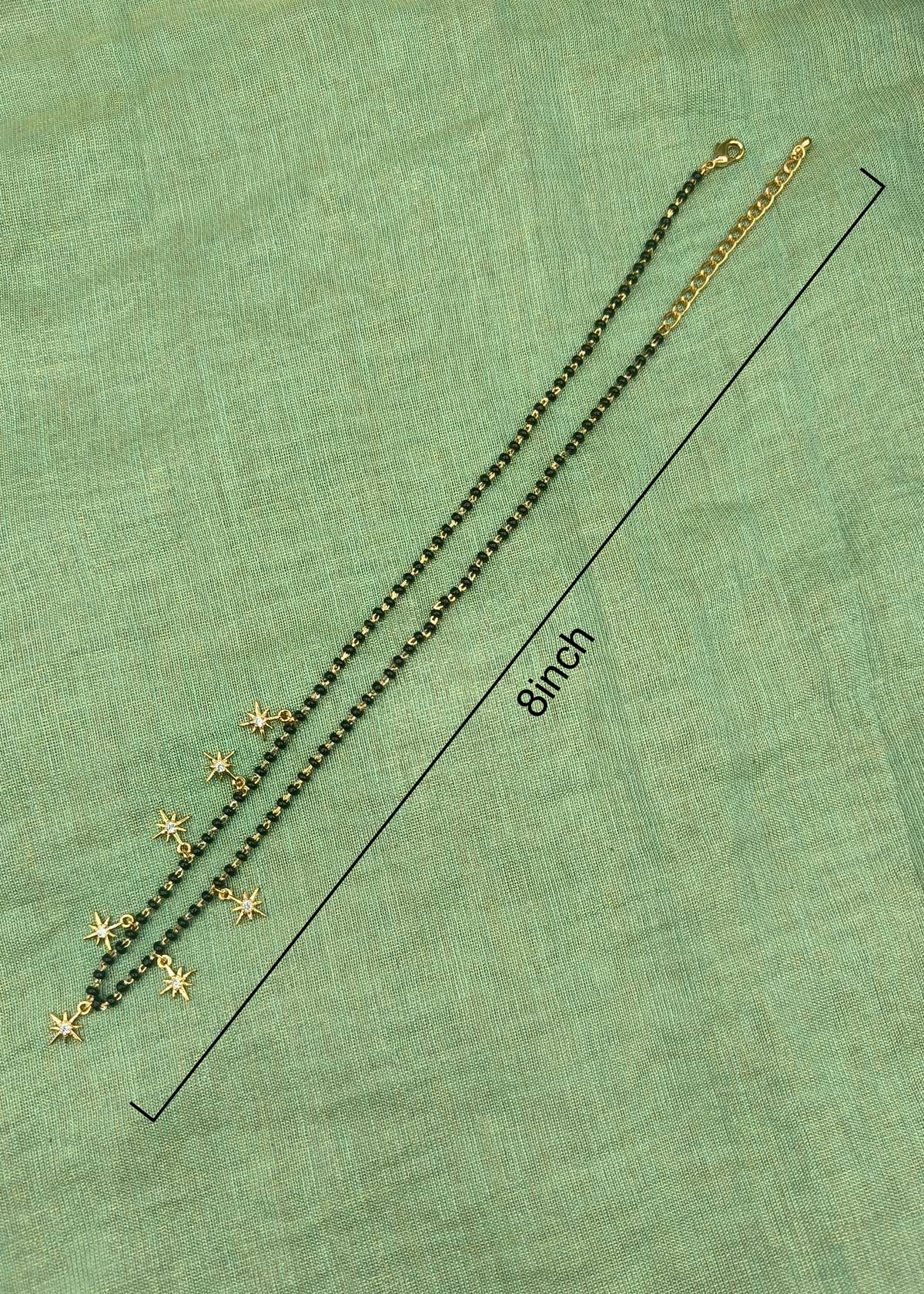 Sparkling Cubic Zircon Star Charms Gold Plated Mangalsutra Necklace