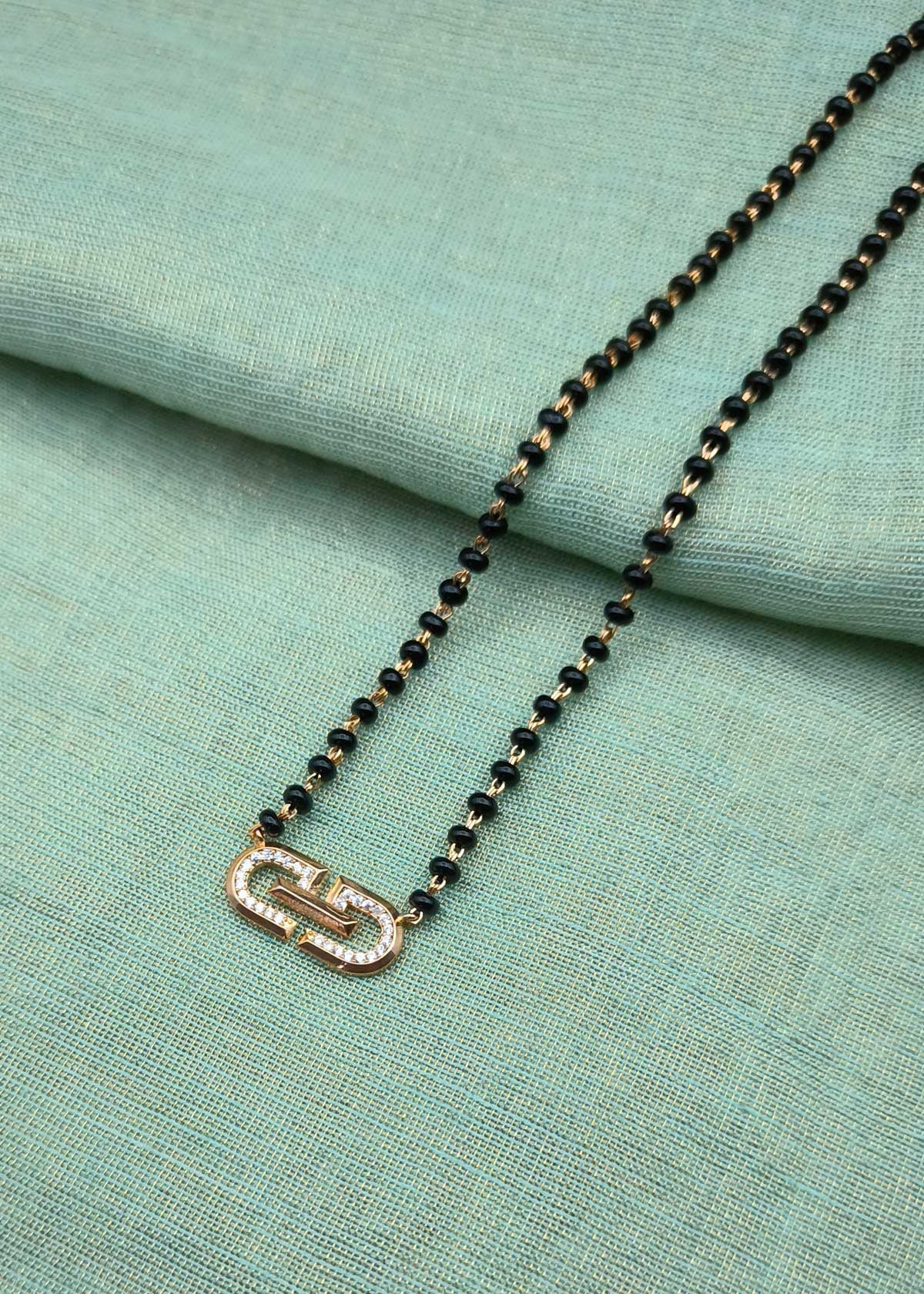 Stunning Cubic Zircon Interlocking Loop Pendant Mangalsutra Necklace