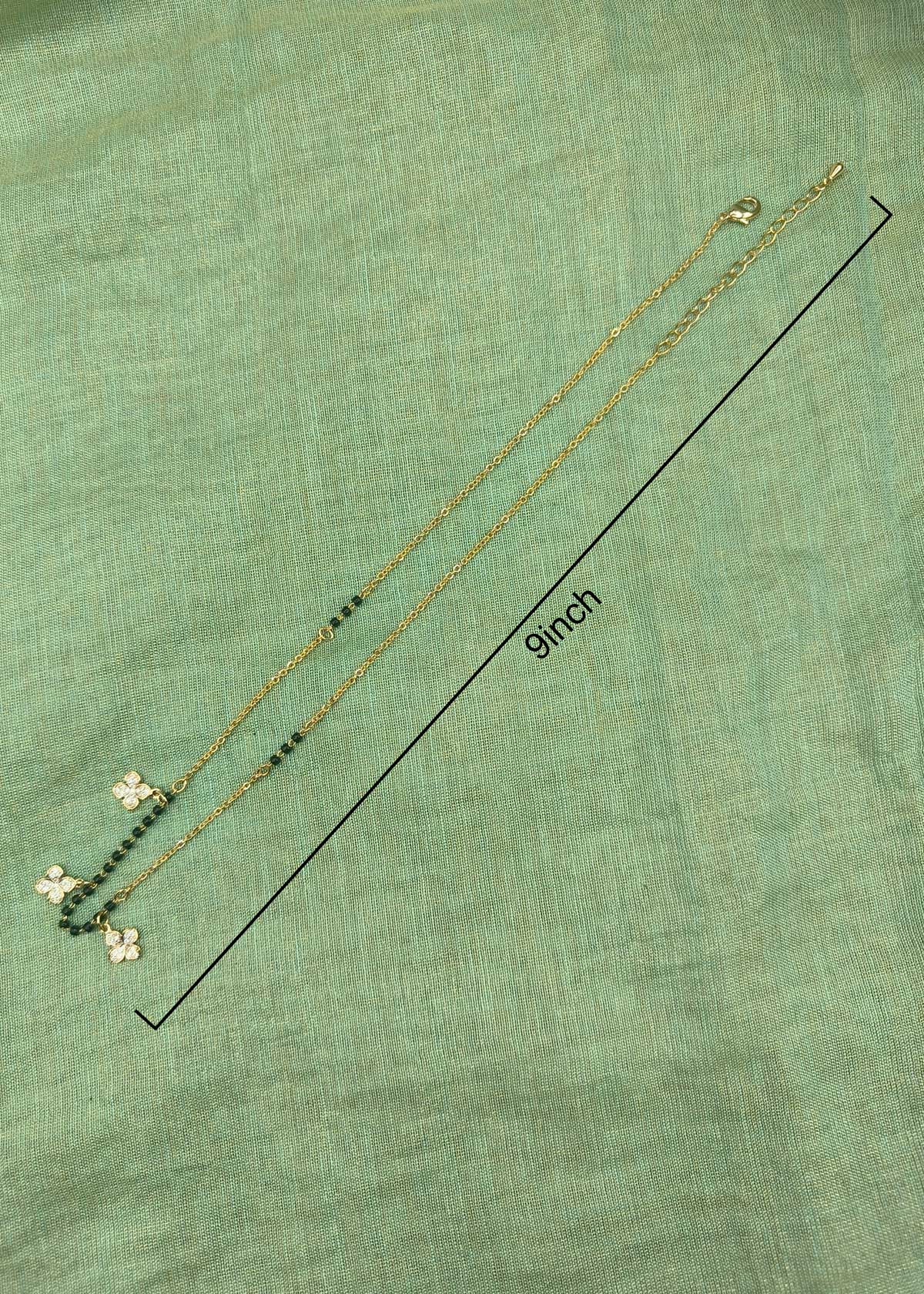 Gold And Silver Plated Cubic Zircon Delicate Clover Pendant Mangalsutra Necklace