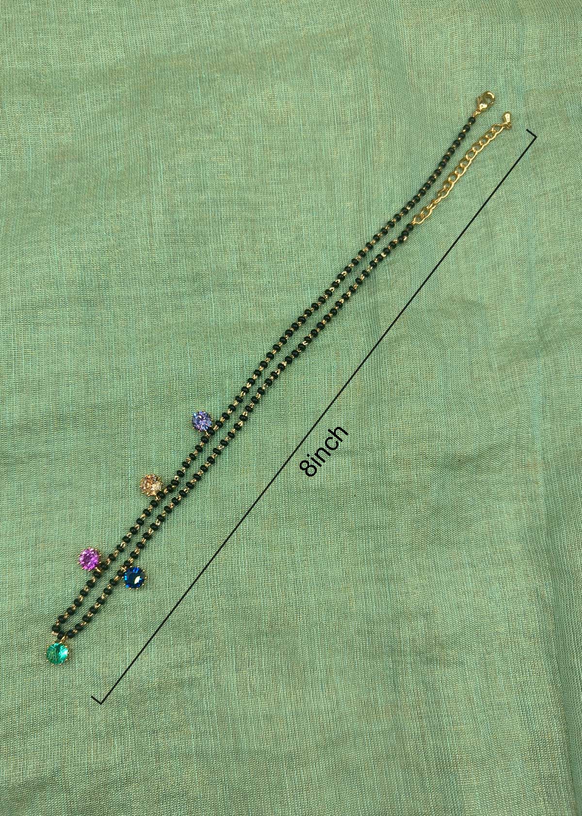 Sparkling Colorful Cubic Zircon Charms Gold Plated Mangalsutra Necklace