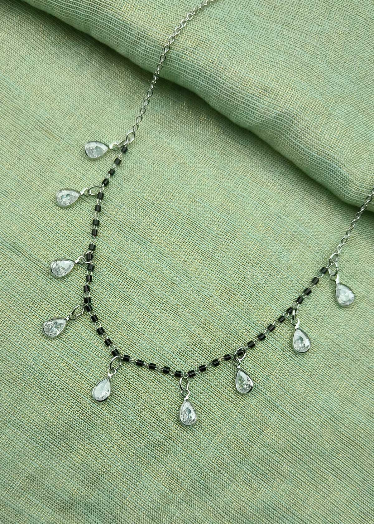 Elegant Gold And Silver Plated Multiple Plain Teardrop Charms Mangalsutra Necklace