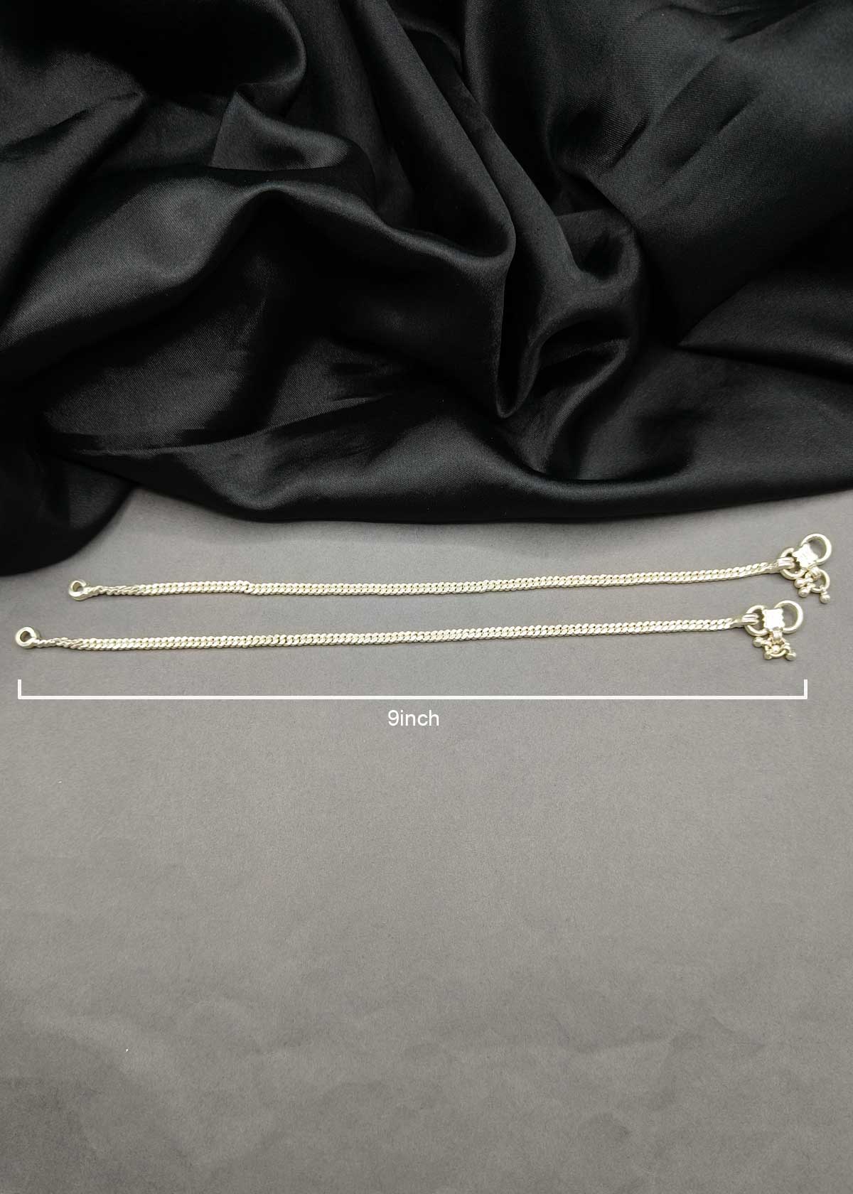 70.0 Sterling Silver Simple Chain Style Baby Payal/ Anklet With Ghungroo