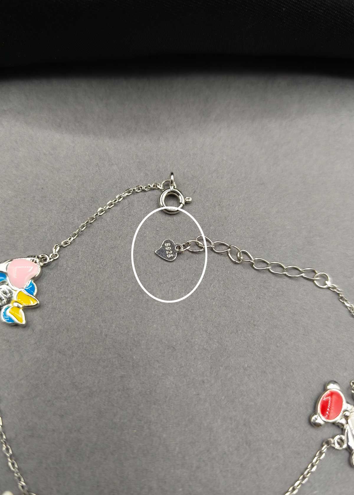 92.5 Sterling Silver Baby Payal/ Anklet With Colorful Meenakari Cartoon Charms