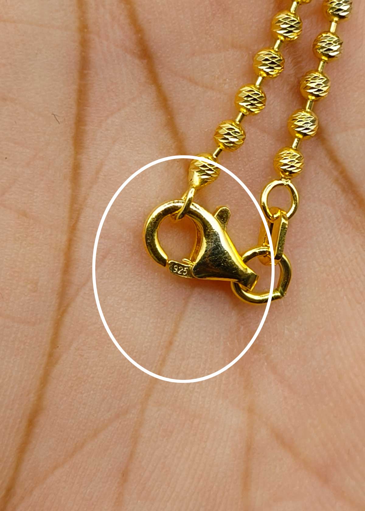 Luxurious 92.5 Sterling Silver Triple Polish Ball Design Women Chain