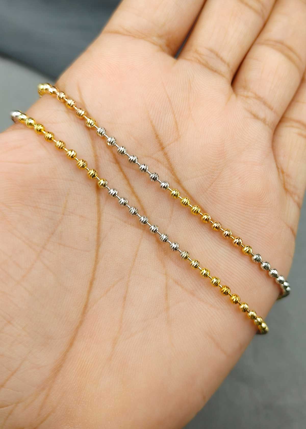 Luxurious 92.5 Sterling Silver Triple Polish Ball Design Women Chain