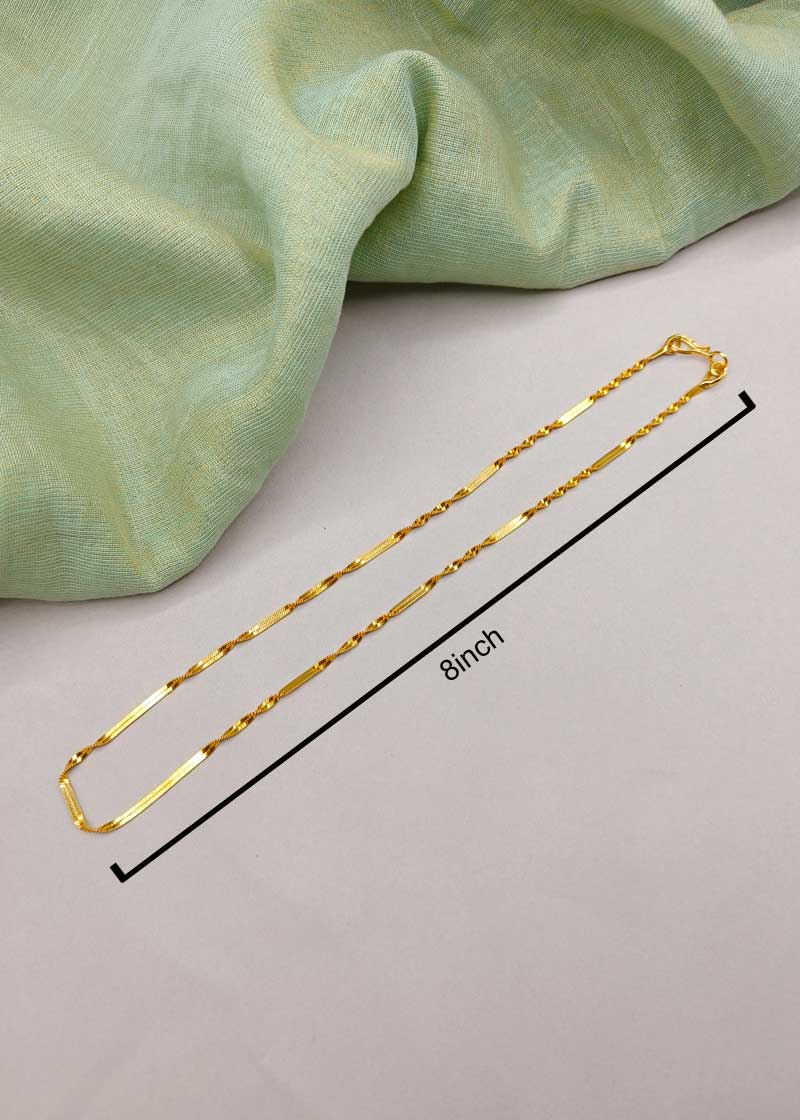 Classic Spiral Texture Gold Plated Women Chain