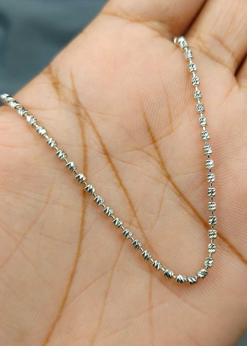 Diamond Cut Beads 92.5 Sterling Silver Women Chain
